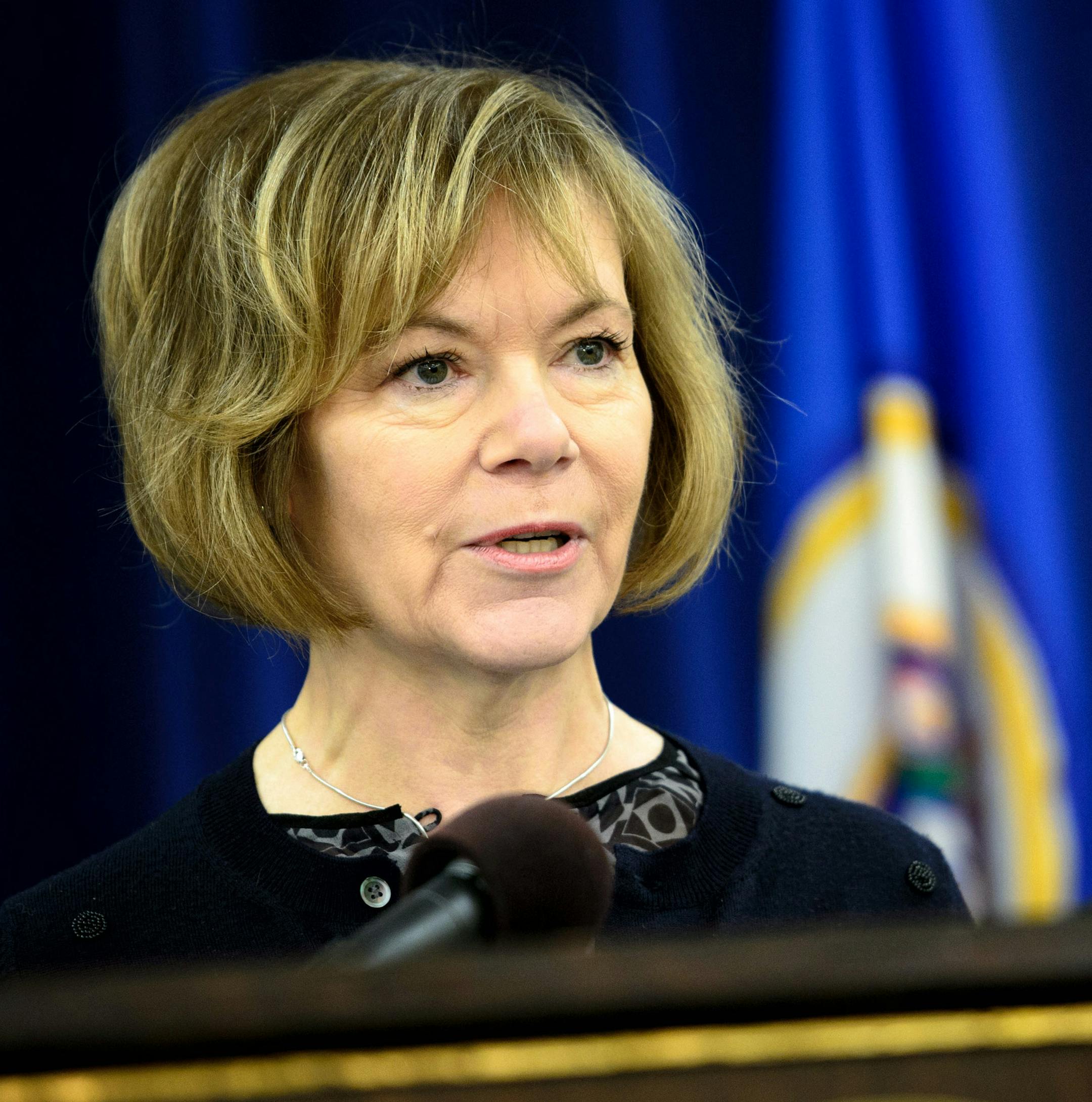 Lt. Governor Tina Smith. Governor Mark Dayton explained his plan to fix Minnesota's transportation systems at a press conference today. ] GLEN STUBBE * gstubbe@startribune.com Monday, January 26, 2015