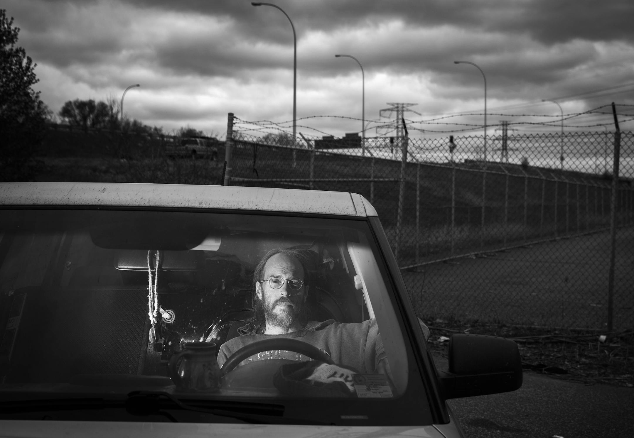 Duluth-based acoustic blues/folk musician Charlie Parr stopped on the way home from Texas at a gas station in Minneapolis on Monday. He mostly lives out of his Kia Soul while touring.