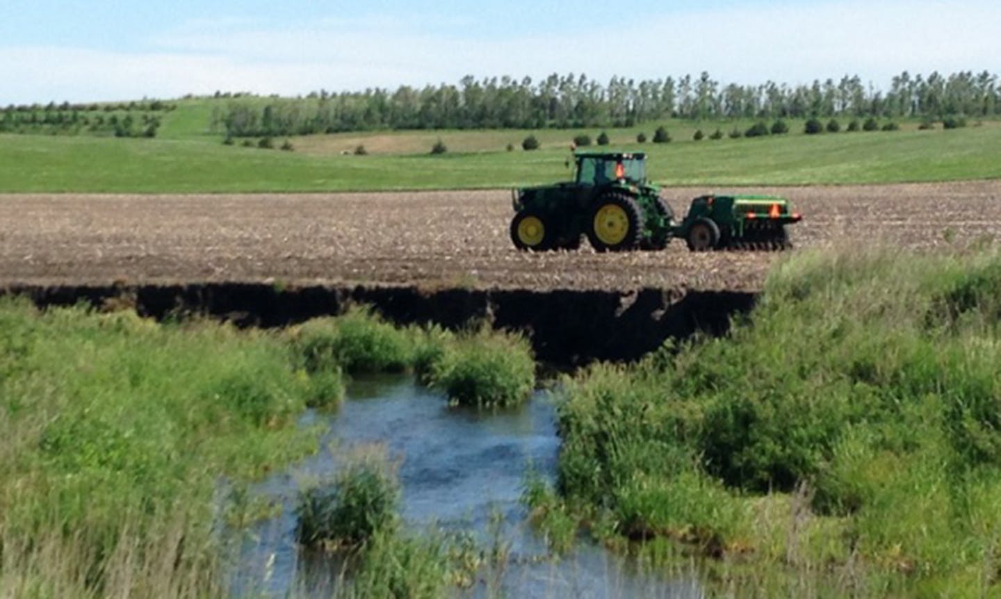 The Lincoln County Soil and Water Conservation District planted a buffer on private land last week along the Yellow Medicine River. The landowner has enrolled the land in the federal Conservation Reserve Program. Photo courtsey Lincoln County Soil and Water Conservation District.