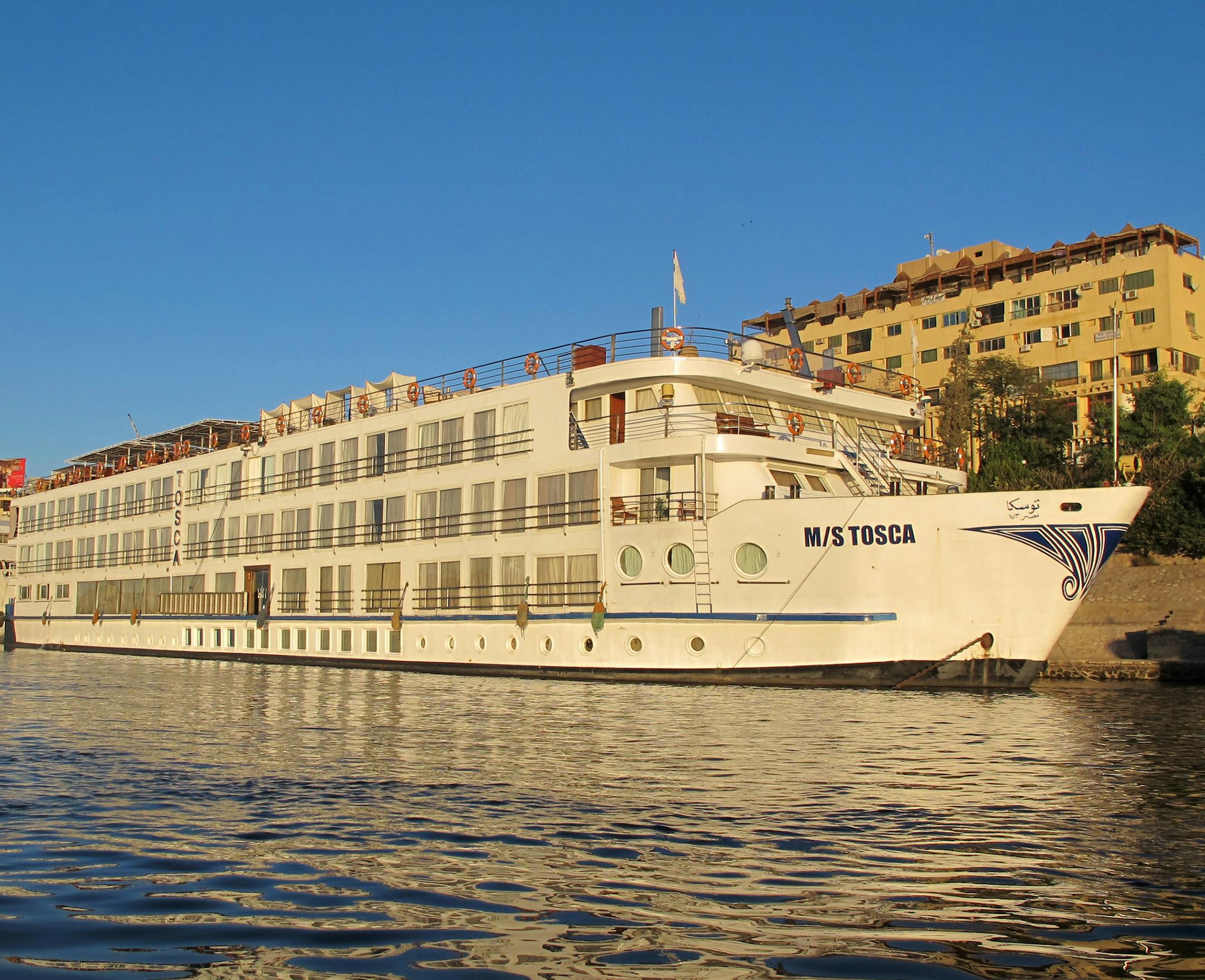 The River Tosca hosts Uniworld's Nile cruises, offering passengers spacious cabins with sitting rooms and a top-deck pool. (John Dowling/Chicago Tribune/TNS) ORG XMIT: 1186930
