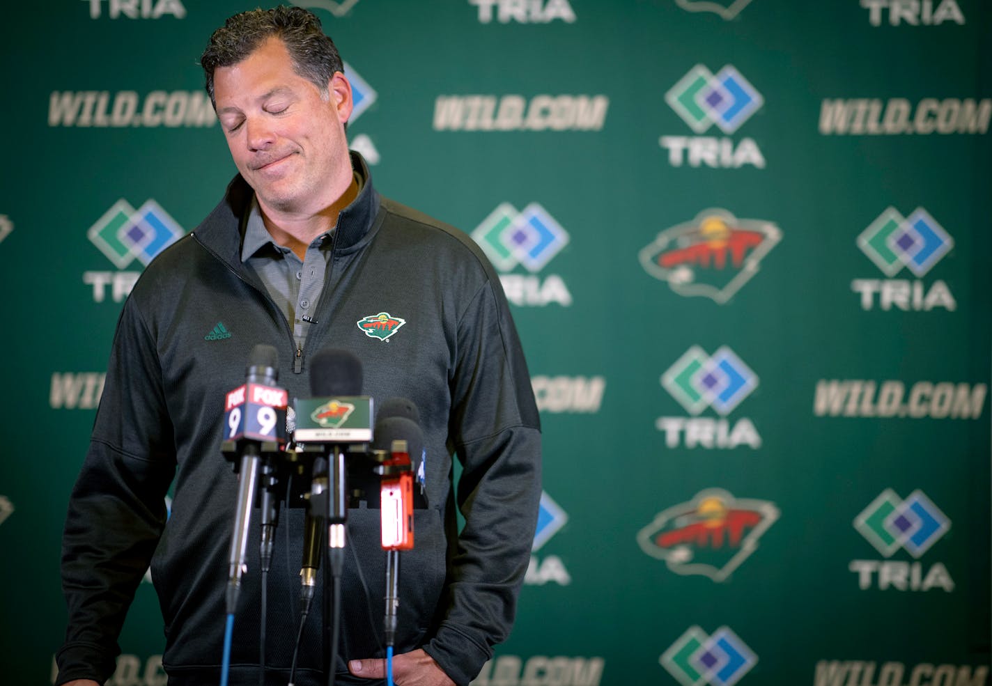 "It's a tough day," said Wild General Manager Bill Guerin after releasing Ryan Suter and Zach Parise during a press conference, Tuesday, July 13, 2021 in St. Paul, MN. ] ELIZABETH FLORES • liz.flores@startribune.com