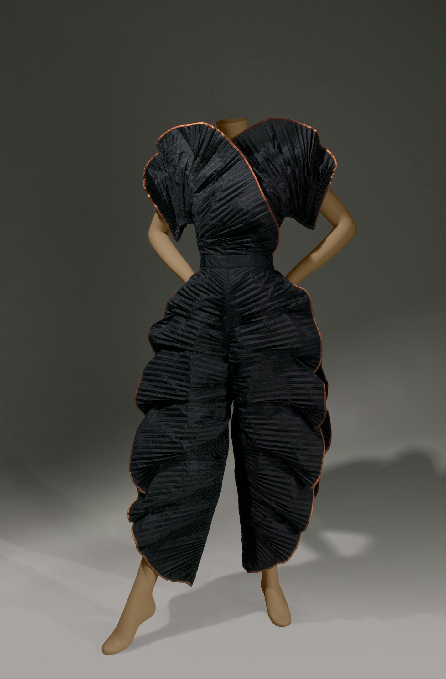 This silk taffeta and satin jumpsuit, created in 1981-82 by the Italian fashion house Krizia, is part of &#x201c;Inspiring Beauty: 50 Years of Ebony Fashion Fair,&#x201d; now showing at the Minnesota History Center.