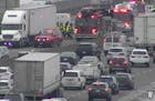 This crash occurred about 1:15 p.m. Monday on eastbound Interstate 494 near the France Avenue exit, according to the State Patrol. Credit: MnDOT traff