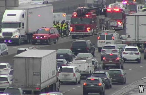 This crash occurred about 1:15 p.m. Monday on eastbound Interstate 494 near the France Avenue exit, according to the State Patrol. Credit: MnDOT traff