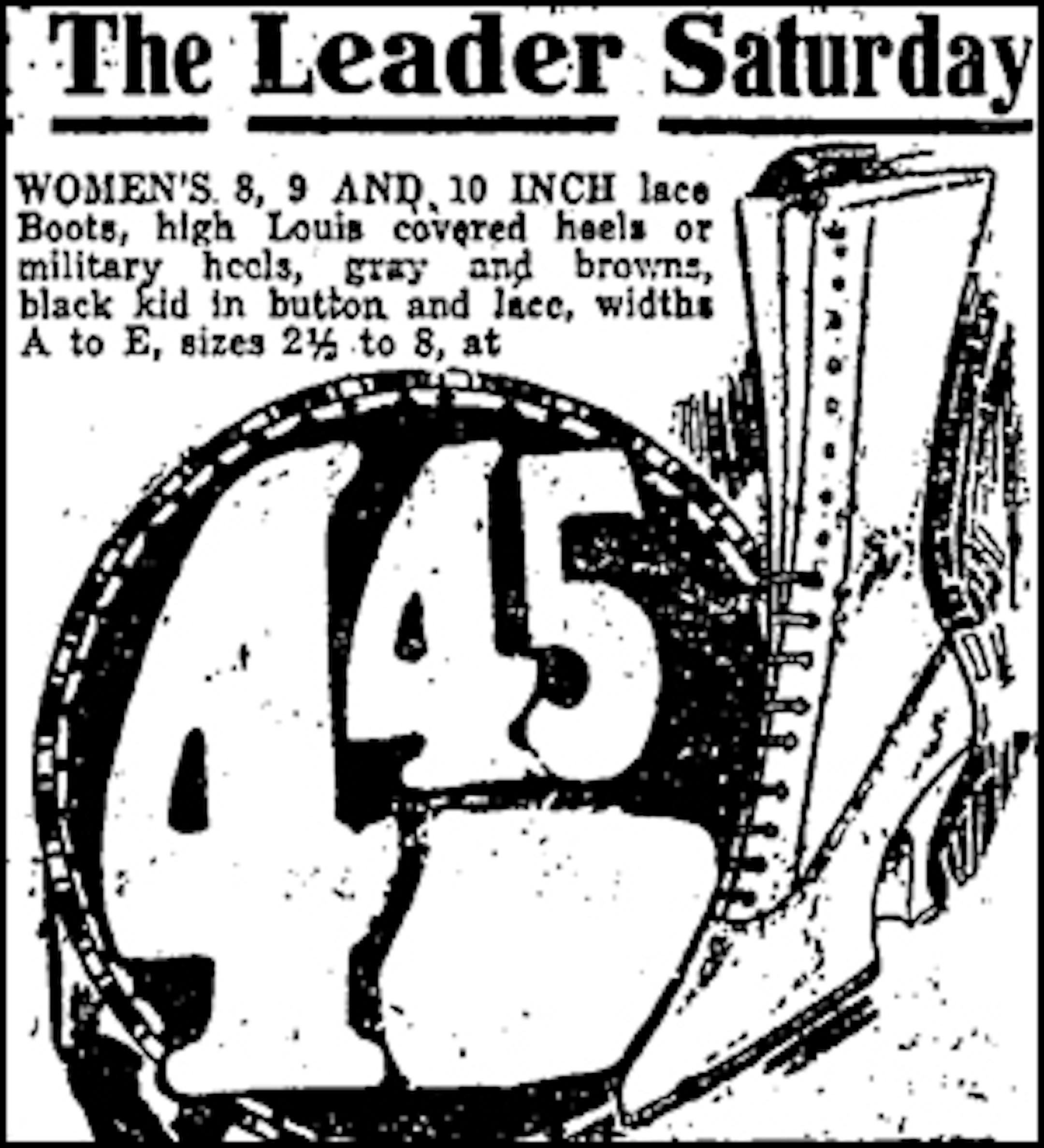 The Leader shoe ad, 1918