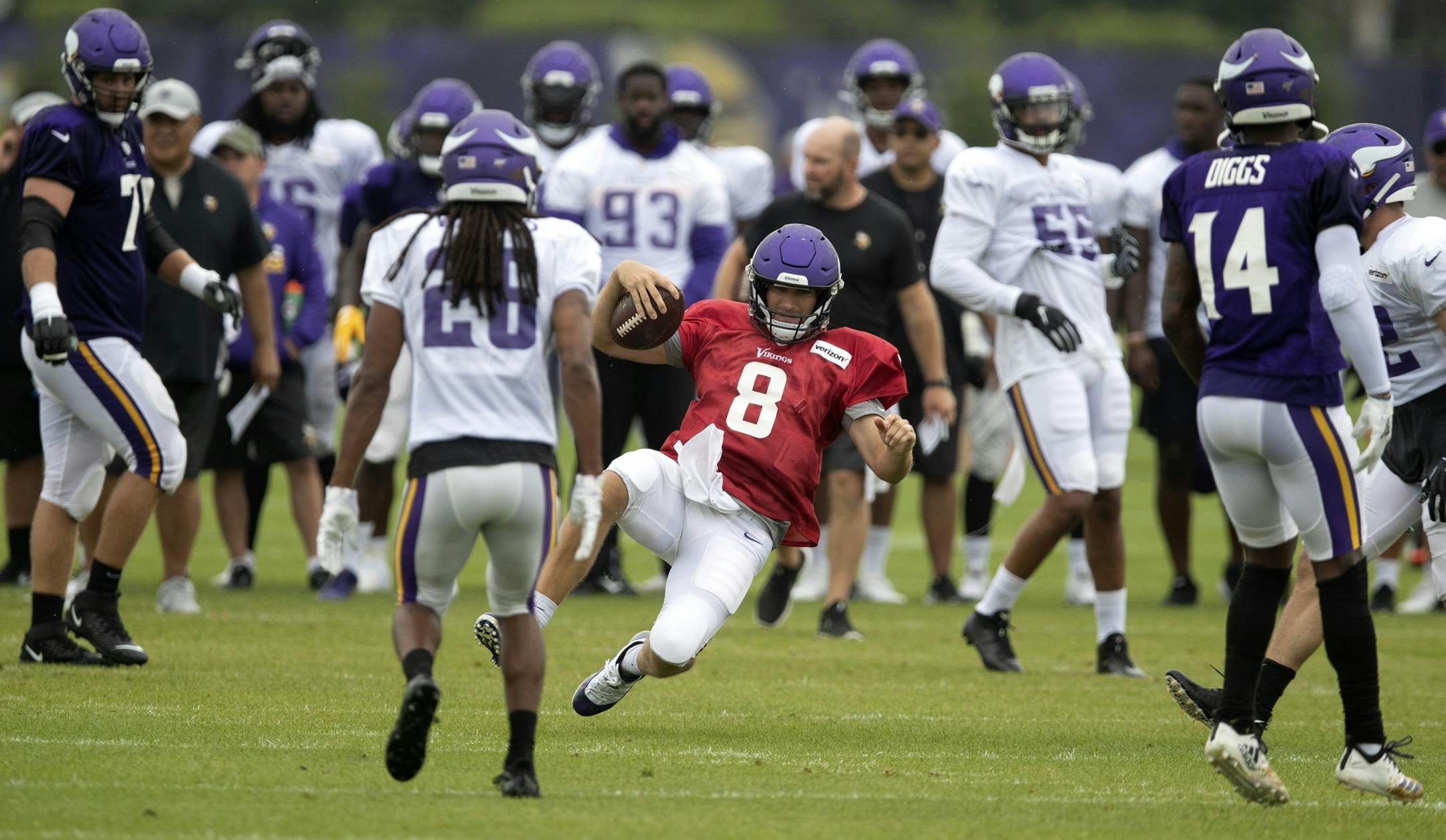 Minnesota Vikings quarterback Kirk Cousins (8) during practice at TCO Performance Center on Sunday July, 28 2019 in Eagan, MN.