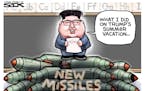 Sack cartoon: Kim Jong Un's end-of-summer report