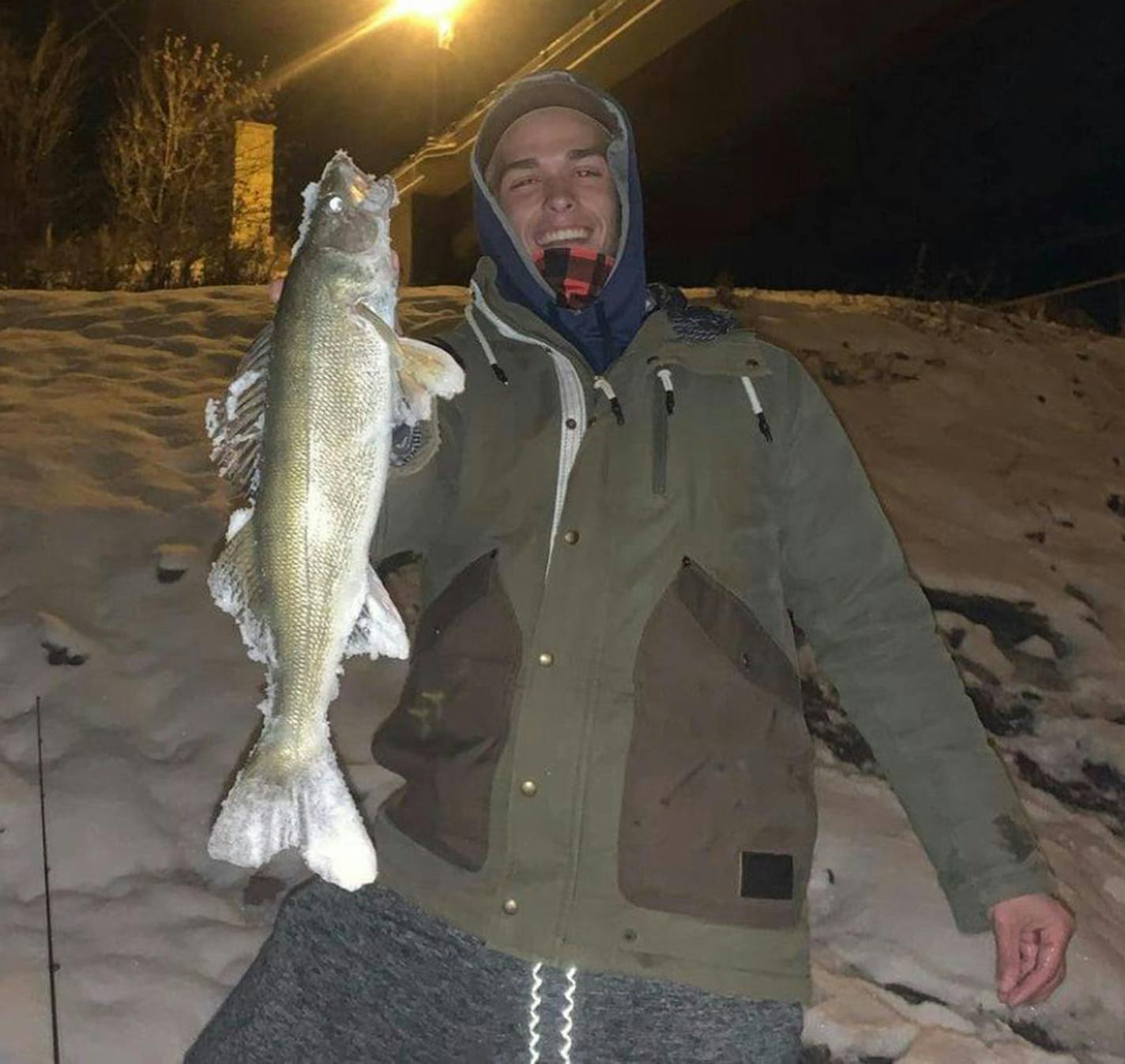 Luke Konson, above, and Daniel Balserak pulled their walleyes from the Minnesota River near Belle Plaine.