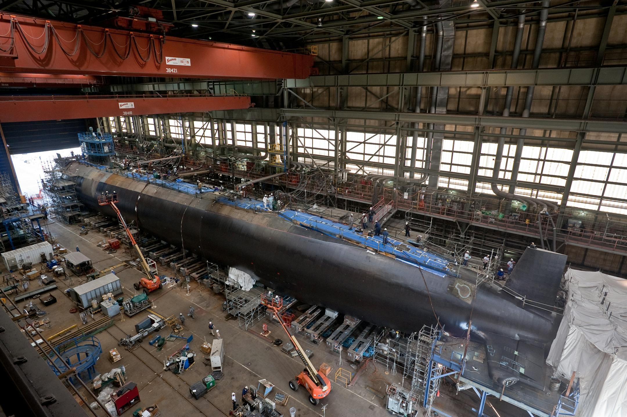 The Virginia-class attack submarine Pre-Commissioning Unit (PCU) Minnesota (SSN 783) under construction at Newport News Shipbuilding. The U.S. Navy is reliable, flexible, and ready to respond worldwide on, above, and below the sea. Join the conversation on social media using #warfighting. (U.S. Navy photo by Chris Oxley/Released)