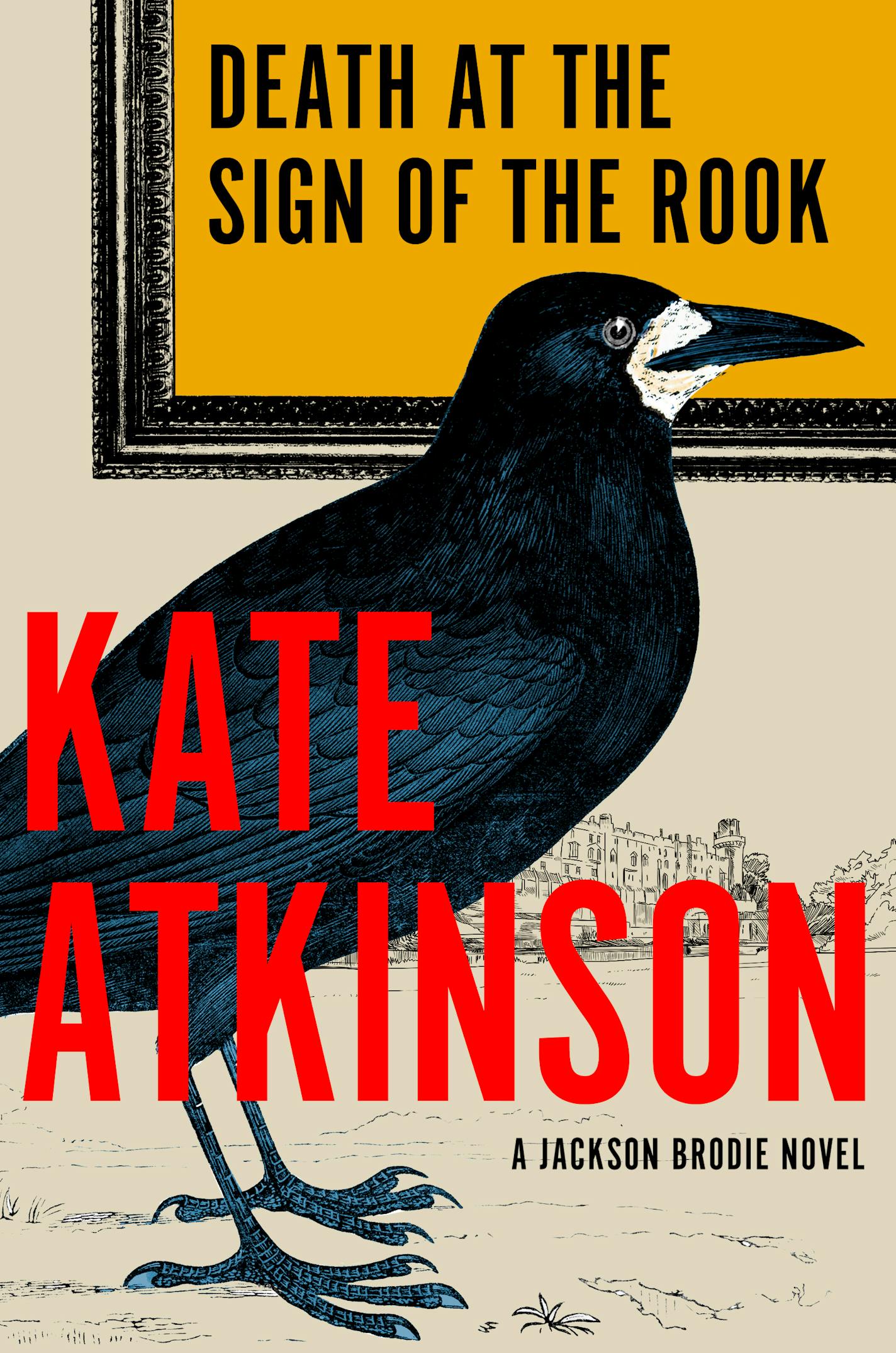 cover of Death at the Sign of the Rook is a painting of a black bird standing in front of a picture frame that's empty