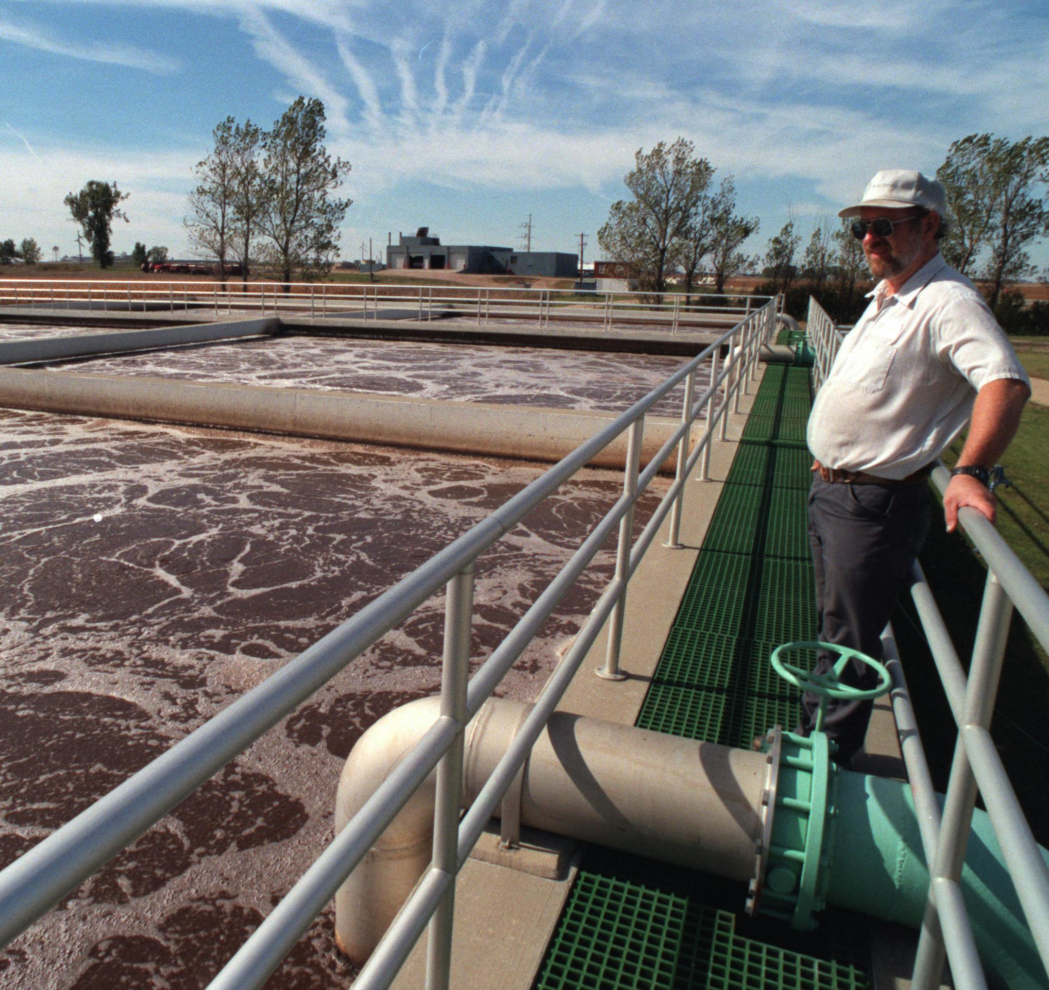 Milford Gentz will take us on a tour of Heron Lake, that has absorbed a lot of phosophorus from wastewater that comes in from a creek that runs some 20 miles from Worthington. Gentz is chairman of the Heron Lake Area Restoration Assoc. they have been working on several levels to clean up the lake., including working with the city of Worthington. Monfort was a big contributor to the phosophorus levels. -- Jerry Vogt is a city worker with the Worthington Waste Water Treatment Plant. This facility