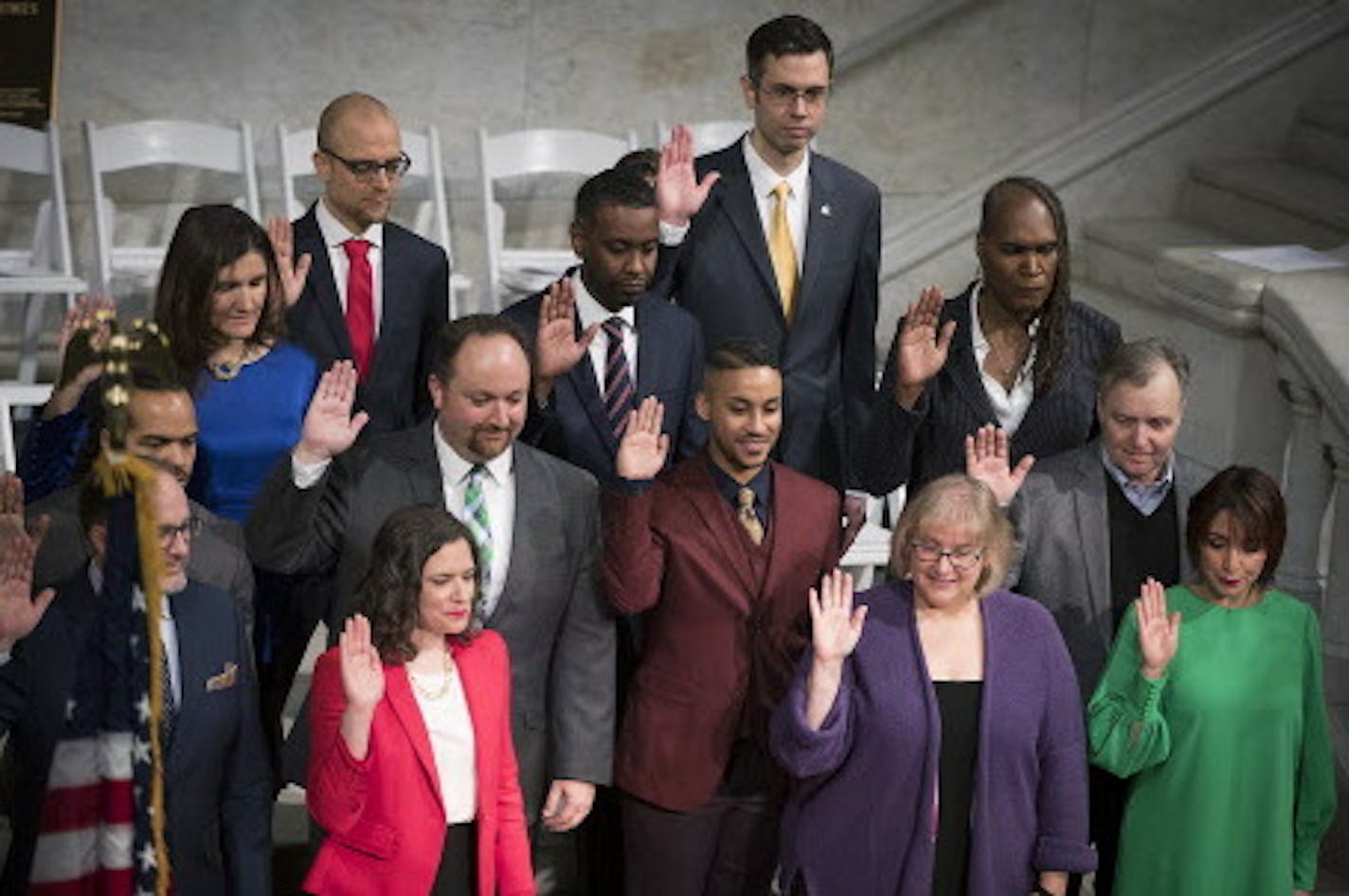 Minneapolis City Council members took the Oath of Office as they celebrated their inauguration with a public swearing-in ceremony in the City Hall rotunda, Monday, January 8, 2018 in Minneapolis, MN. ] ELIZABETH FLORES &#xef; liz.flores@startribune.com