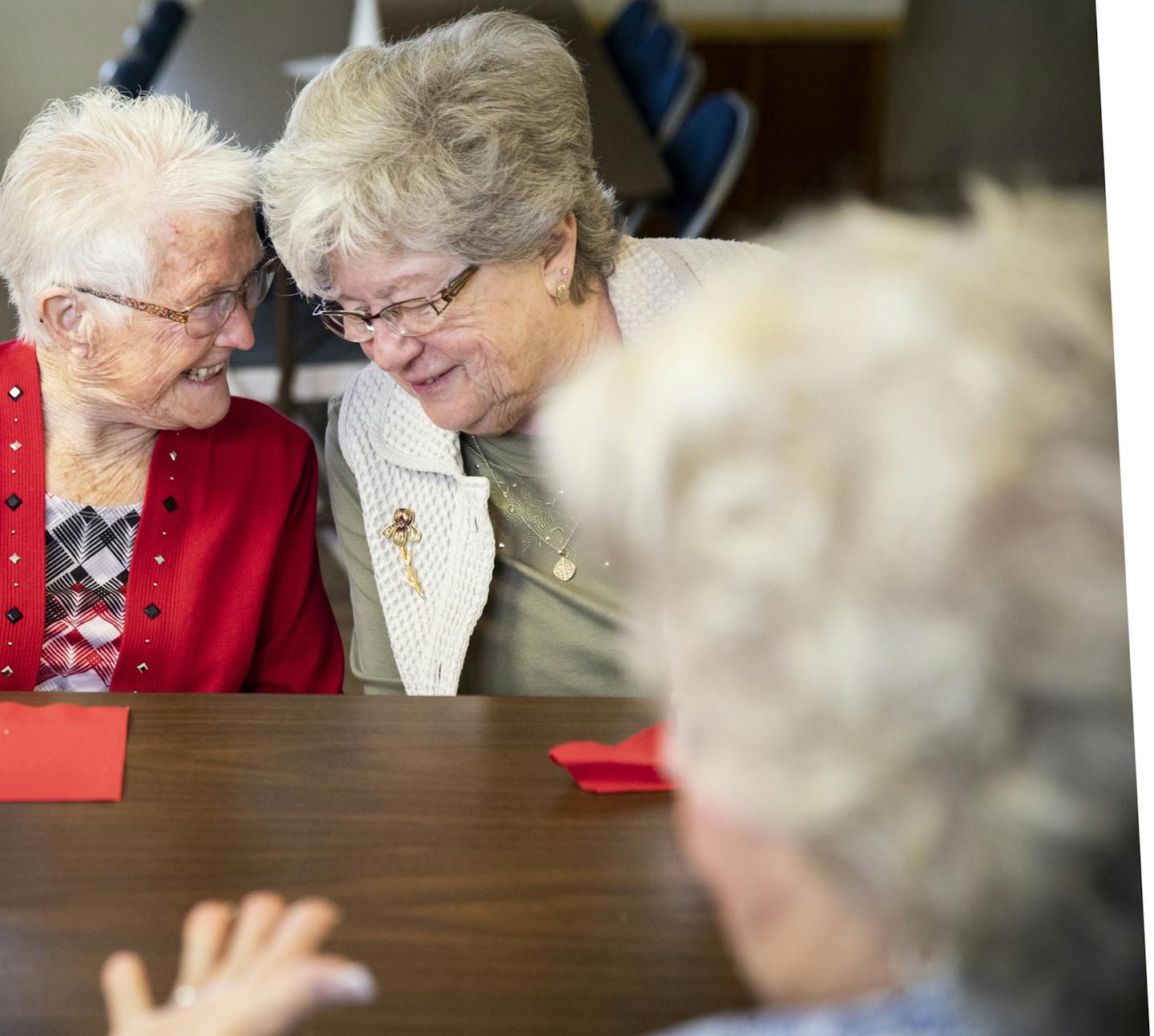 Virginia Pierson, left, and LaDonna Lilleodden chat during coffee hour after Sunday services. ] LEILA NAVIDI &#xef; leila.navidi@startribune.com BACKGROUND INFORMATION: Sunday service at LaSalle Lutheran Church in LaSalle on Sunday, May 6, 2018. LaSalle Lutheran Church in the tiny town of La Salle, Minnesota is closing it's doors for good this August. For Part 1 of series on Christianity at the Crossroads.