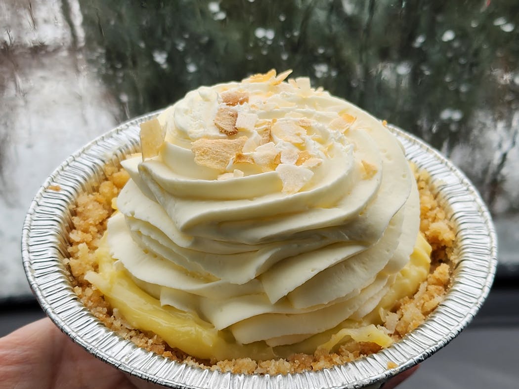 Mini coconut cream pie from Yum Kitchen and Bakery.