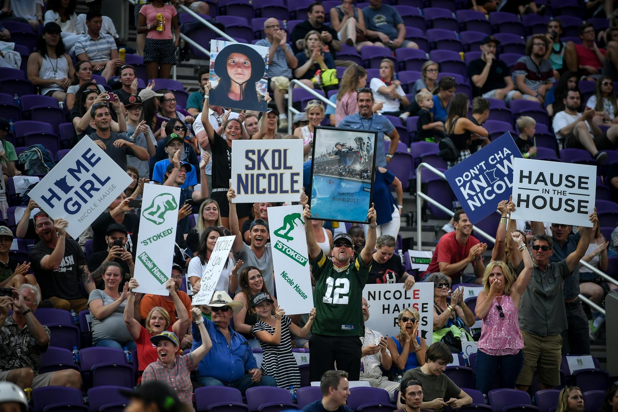 Family and friends of Nicole Hause came out to support her in force during the women's park finals Saturday.