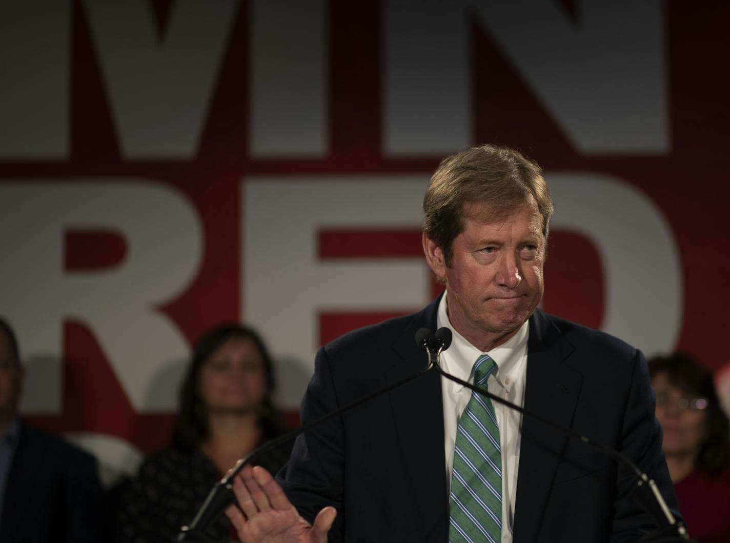 U.S. Rep. Jason Lewis, R-Minn., gave his concession speech at the state GOP headquarters at the DoubleTree by Hilton Hotel on Nov. 6, 2018, in Bloomington.