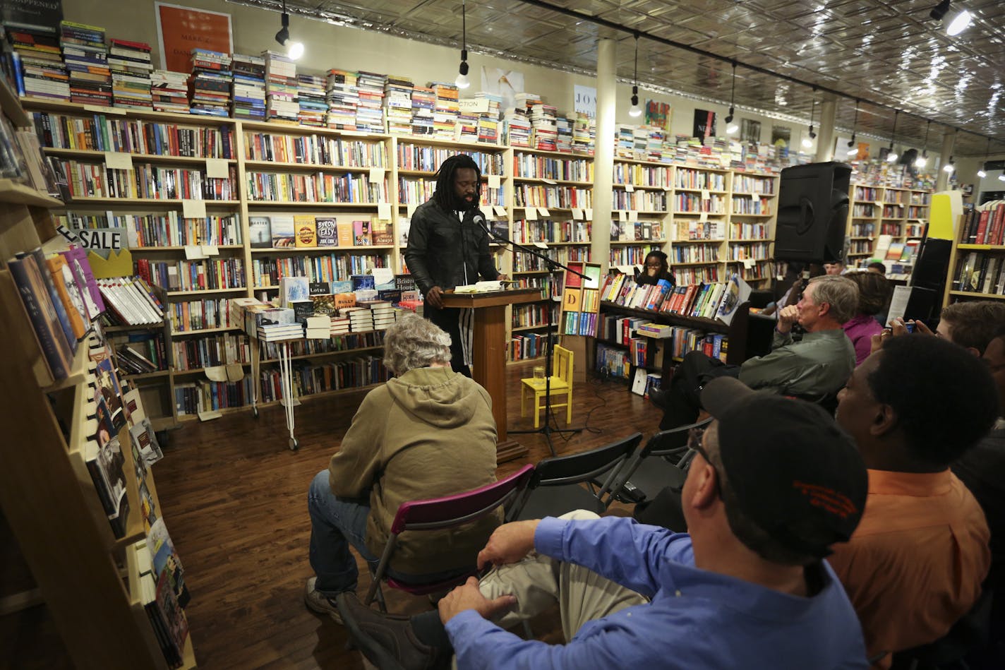 Author Marlon James at a reading of his new book "A Brief History of Seven Killings" at Common Good Books (now Next Chapter Booksellers). Authors will continue to stay connected with readers during the pandemic--but they're moving events online.