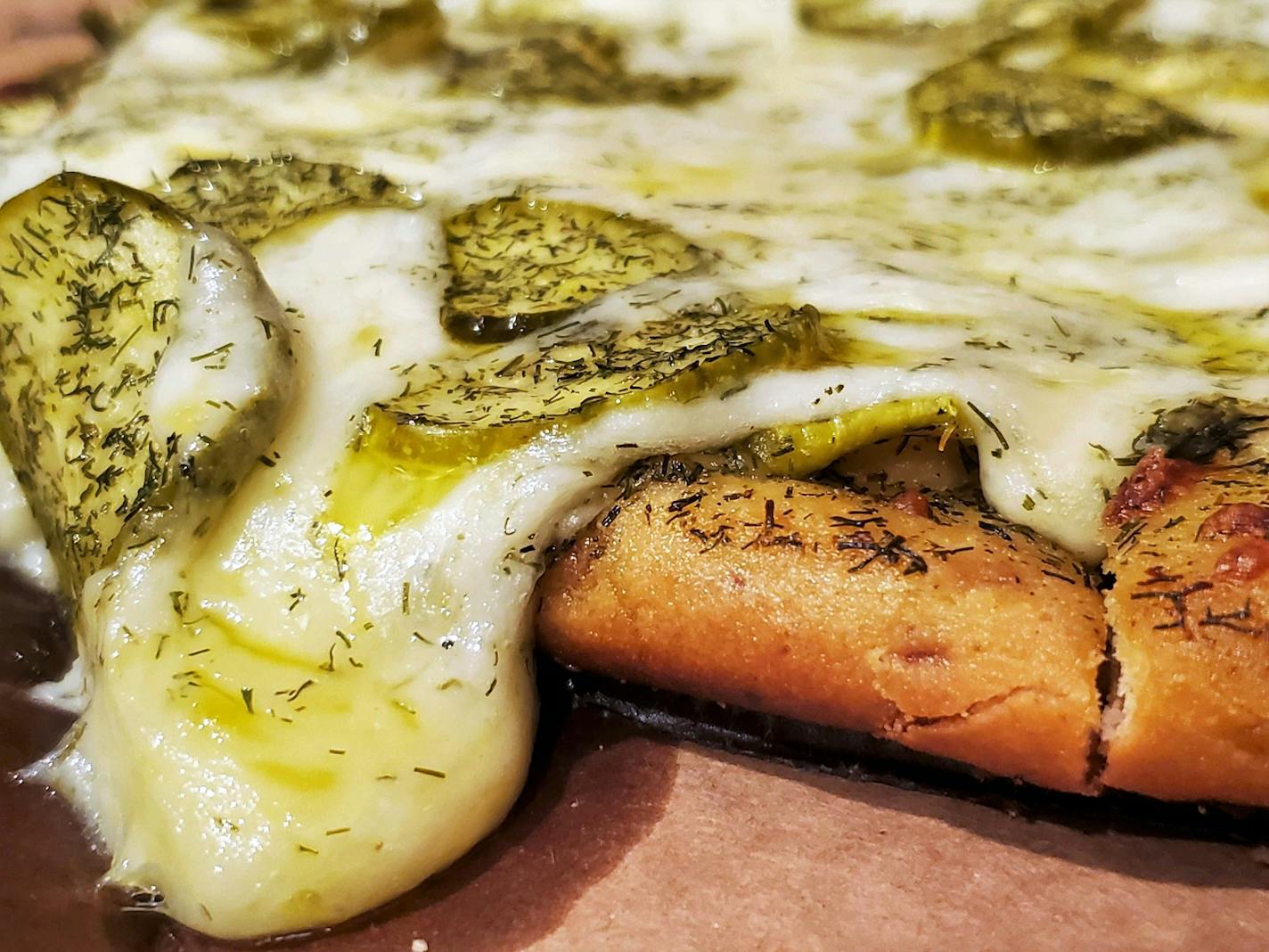 Kinda Big Dill pizza on cauliflower crust from QC Pizza