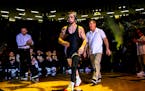 Iowa's Spencer Lee, introduced before wrestling at 125 pounds Jan. 6 in Iowa City