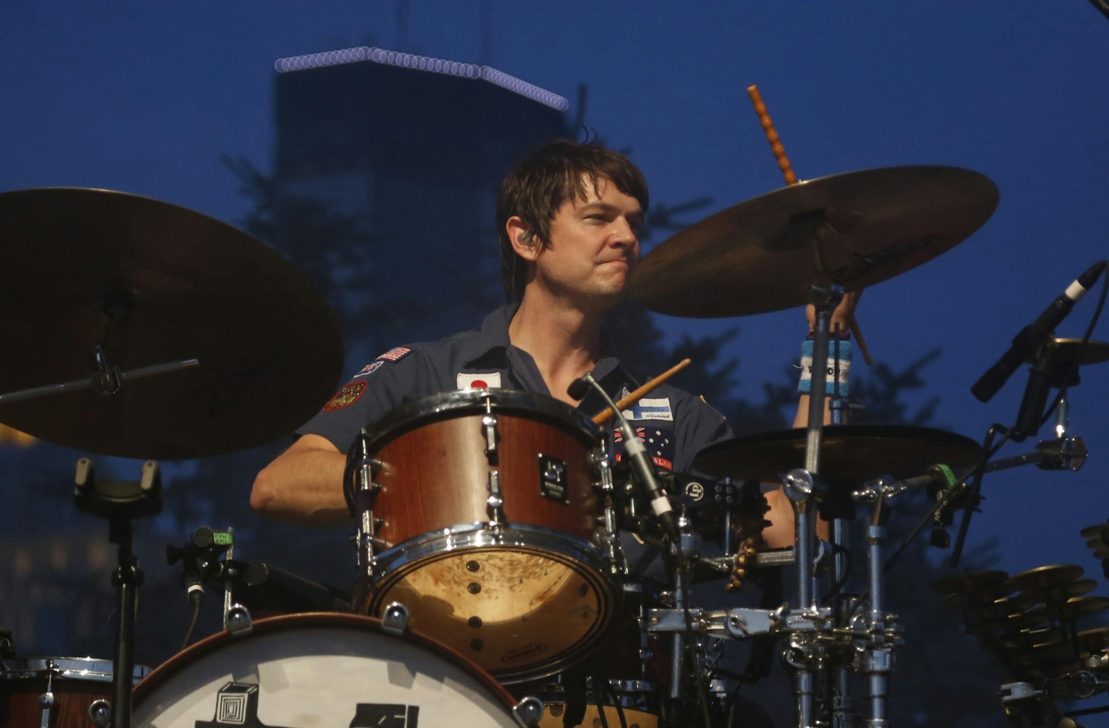 Wilco played the Basilica Block Party Saturday evening ,Glenn Kotche on the drumsJuly 11, 2015.
