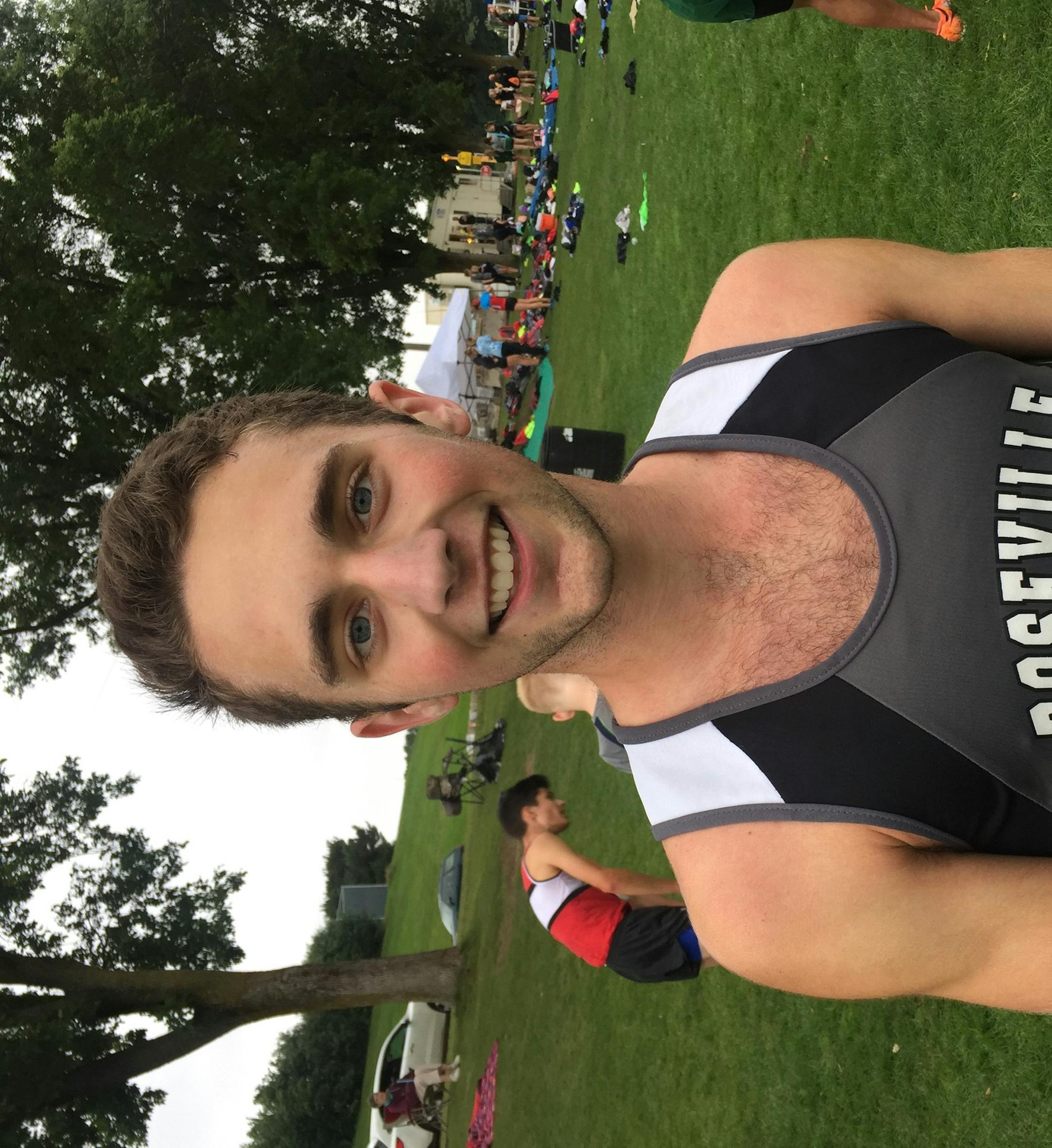 Acer Iverson, Roseville senior, winner of the Irish Invite boys' race Friday in Rosemount.