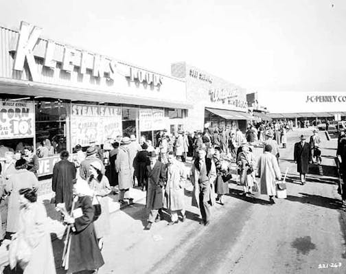 Then: When it opened in 1954, the Hub had 32 stores and was the largest planned shopping center in the Twin Cities. Some residents still find it a great place to shop: "I shop at the Hub all the time, and I've never been afraid," said Doreen Ulrich, who lives nearby. "I love Richfield. It's easy, it's convenient and it's safe."