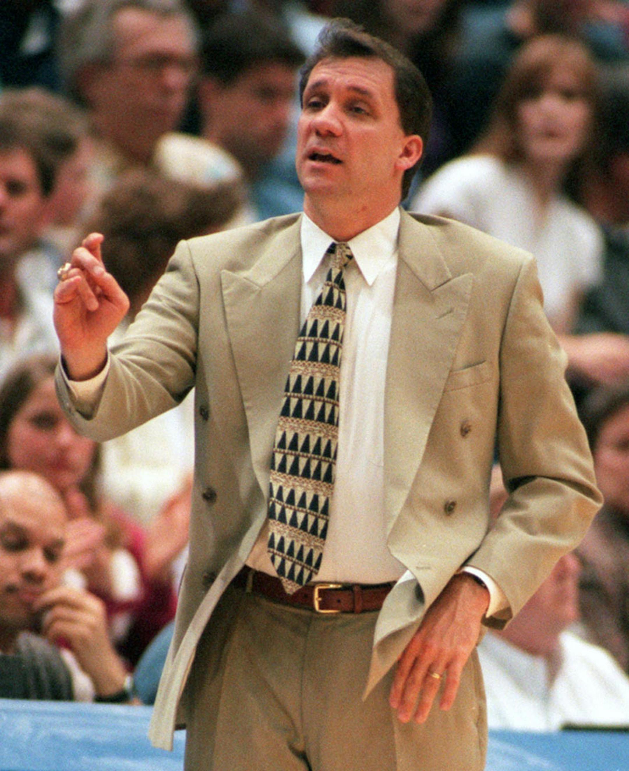 Flip Saunders in action during a game 1996. 04/18/15