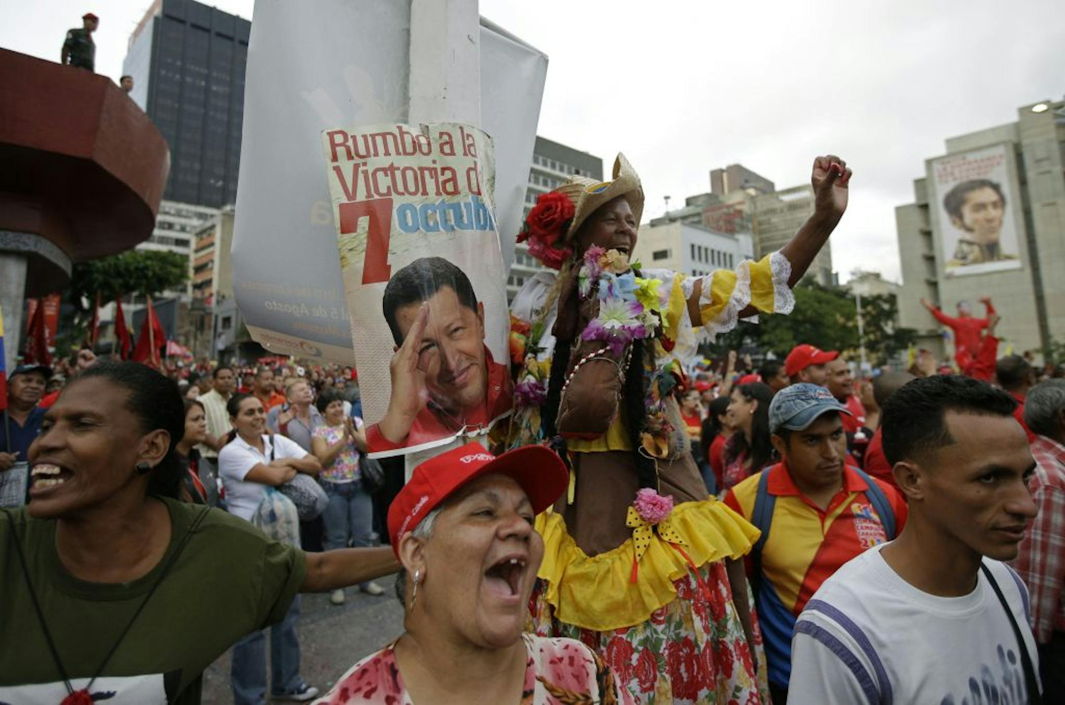 Supporters of Venezuela's President Hugo Chávez cheered last week in Caracas after Chavez was declared the winner of the country's presidential elections.