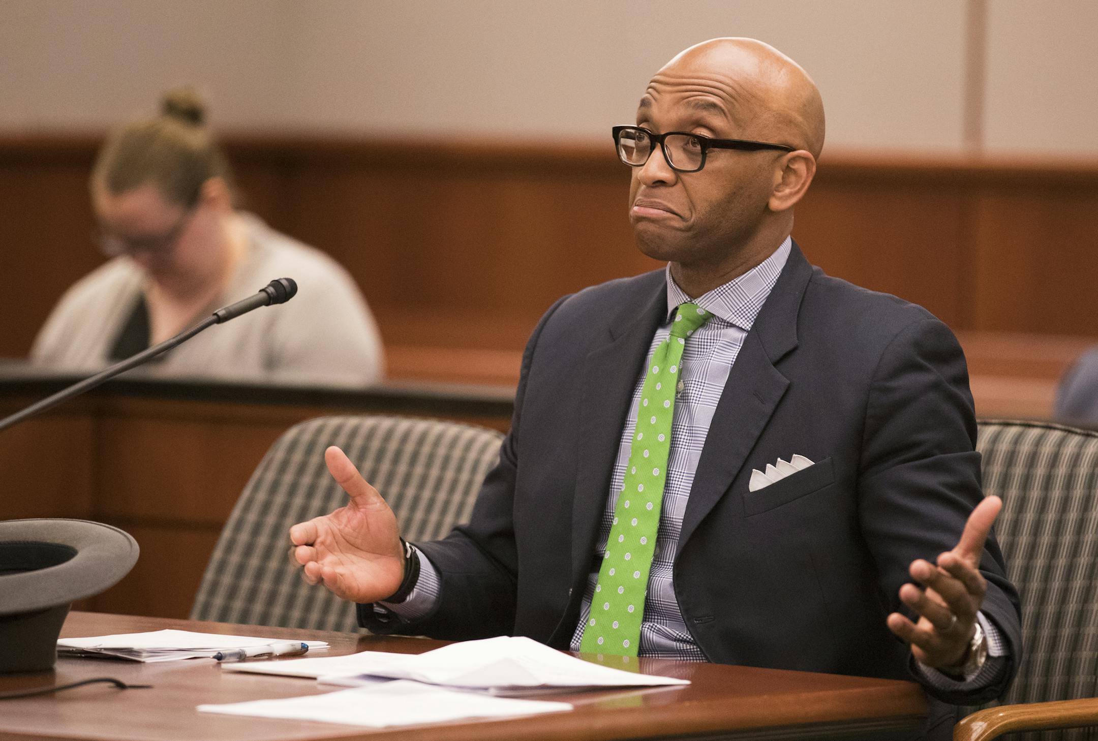 Patrick Cousins, representing his own law firm, argues during the hearing. ] LEILA NAVIDI ï leila.navidi@startribune.com BACKGROUND INFORMATION: Motion hearing in the death of Prince Rogers Nelson at the Carver County Courthouse in Chaska on Friday, April 9, 2017.