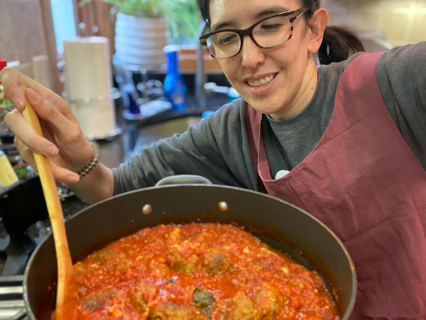 Gophers football beat writer Megan Ryan spent her furlough week raising money for local food shelves, cooking and delivering meals like these meatballs in marinara served with parmesan risotto (not pictured).