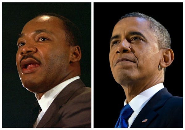 The Rev. Martin Luther King Jr., left, and President Barack Obama.