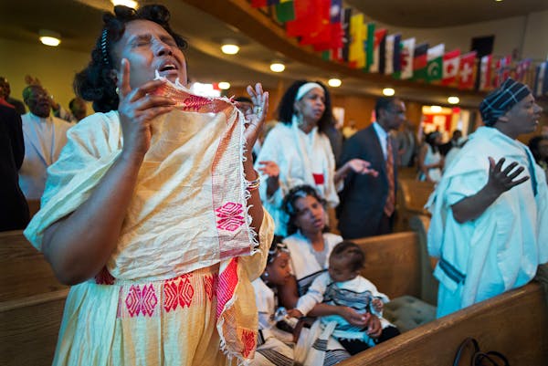 In the building of St. Paul Evangelical Lutheran Church, Hiymanot Gudina has been attending the Oromo service for the past four years since she came t