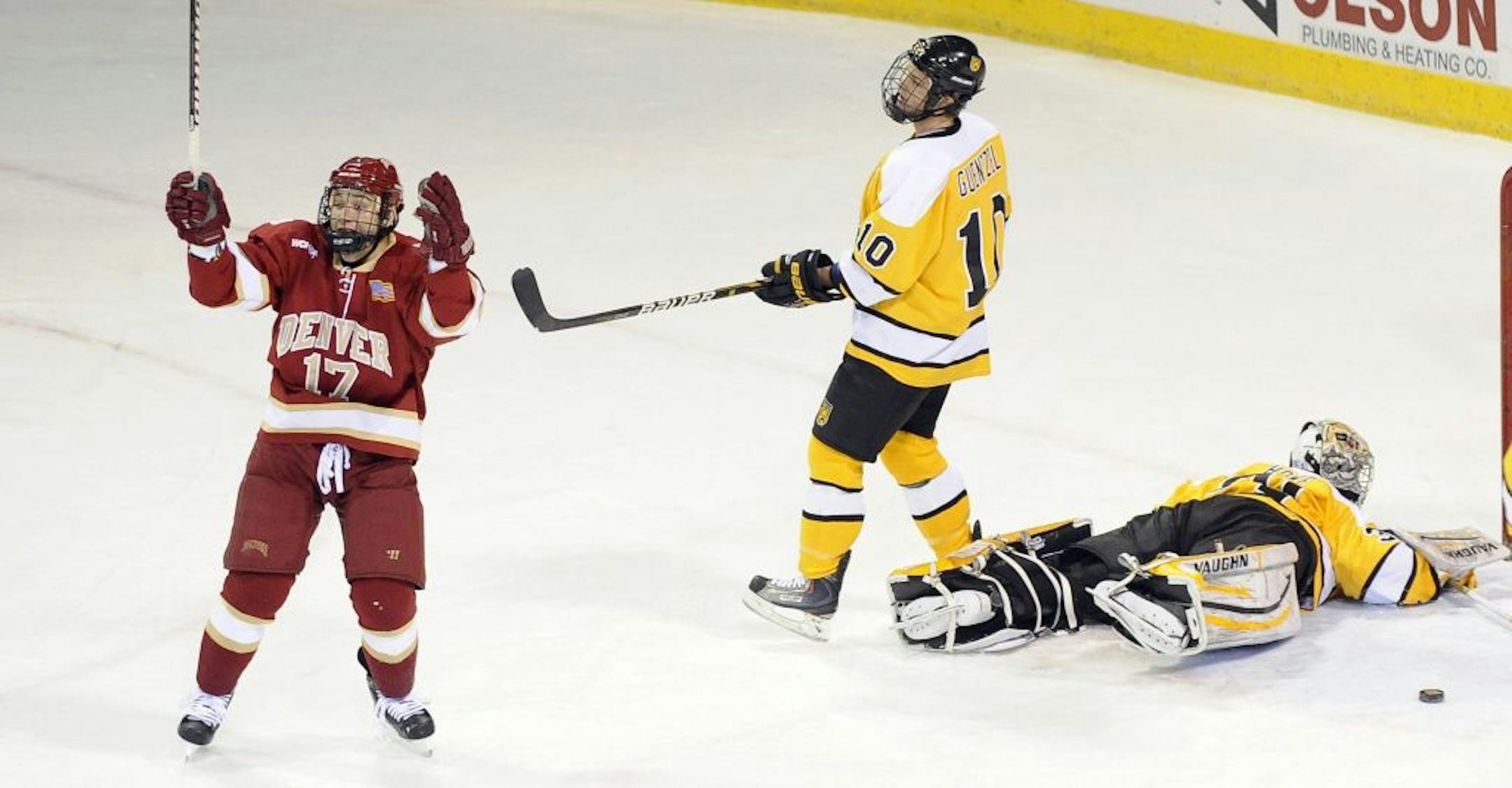 Denver sophomore Jason Zucker, left, picked 59th overall in 2010, should be a mainstay on the U.S. team in the world juniors. "Jason Zucker doesn't have a real weakness to his game," U.S. coach Dean Blais said. The championship game will be played Jan. 5 in Calgary.