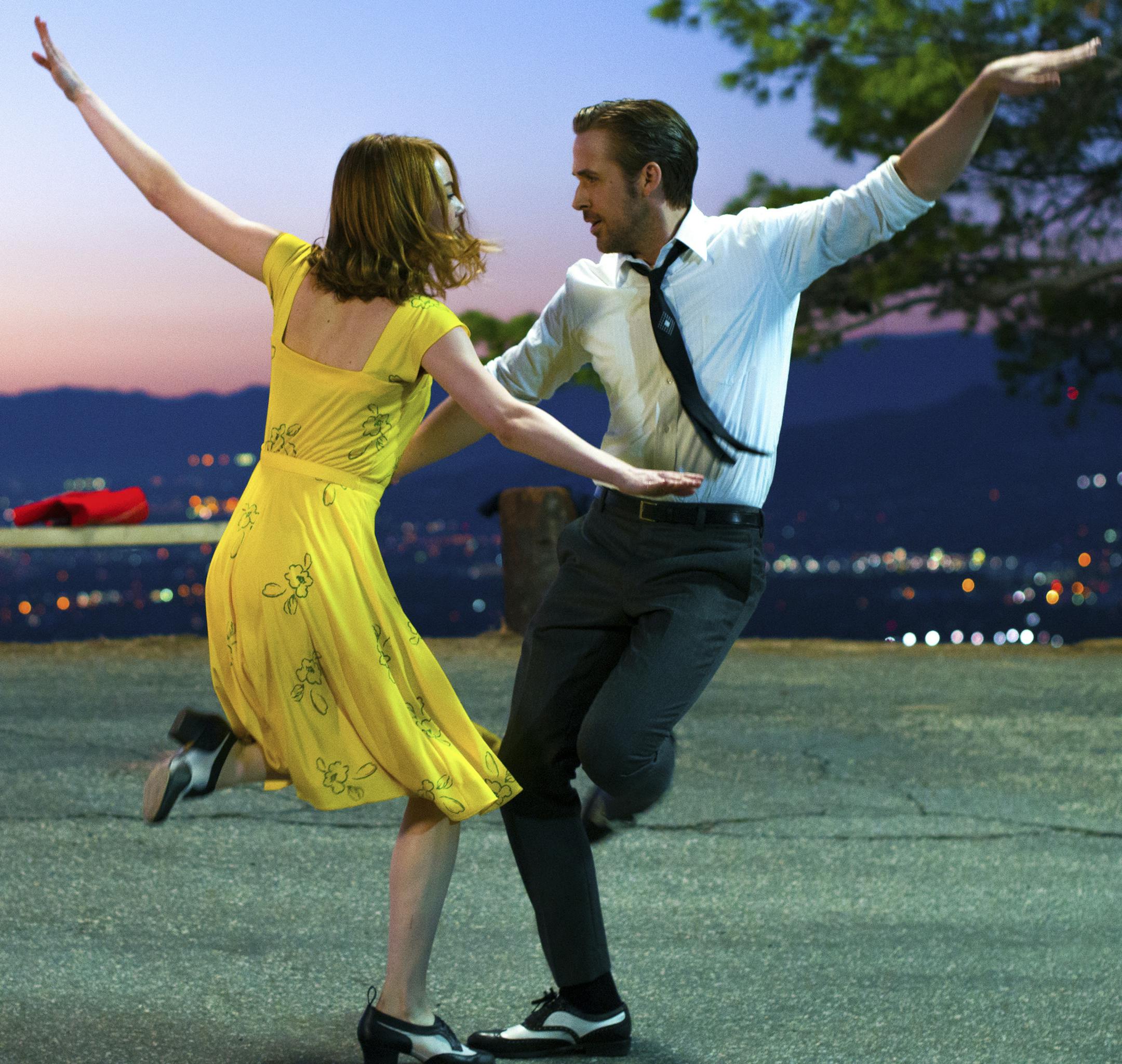 FILE - This image released by Lionsgate shows Ryan Gosling, right, and Emma Stone in a scene from, "La La Land." The film was nominated for an Oscar for best feature film. The 89th Academy Awards will take place on Feb. 26. (Dale Robinette/Lionsgate via AP, File)