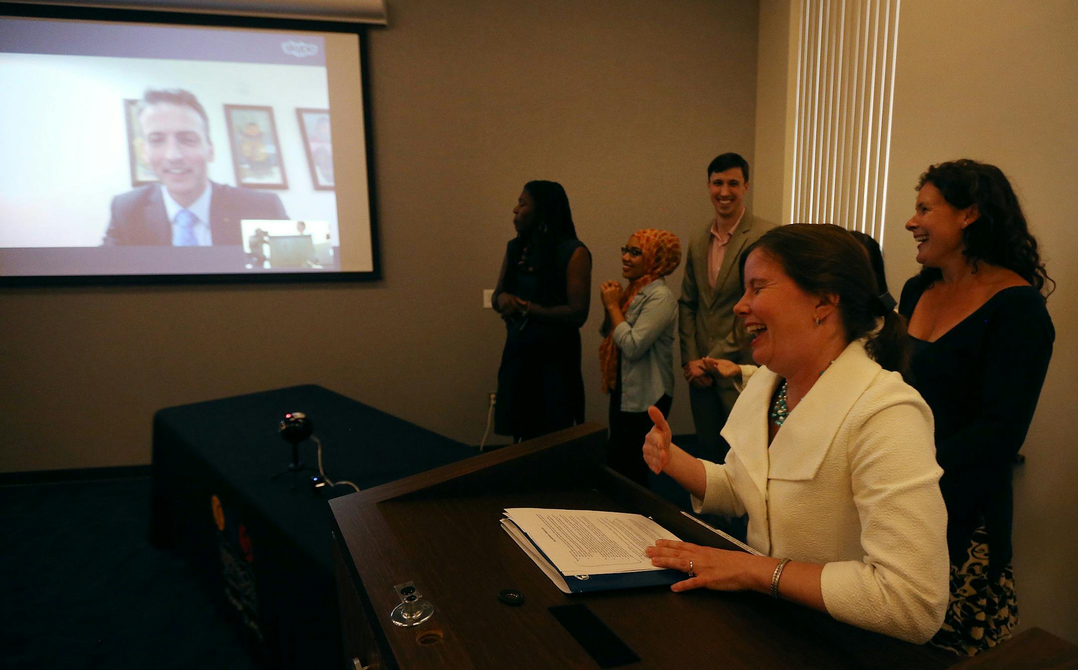 Minneapolis school board Vice Chairwoman Jenny Arneson and other board members talked with Ed Graff via Skype. Graff led the Anchorage district for three years. "People trusted him," said Anchorage's chief academic officer, Michael Graham.