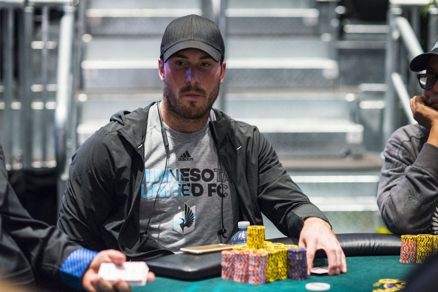 Minnesota United defender Brent Kallman earned more than $62,000 with an eighth-place finish at a World Poker Tour tournament completed Wednesday in Florida.