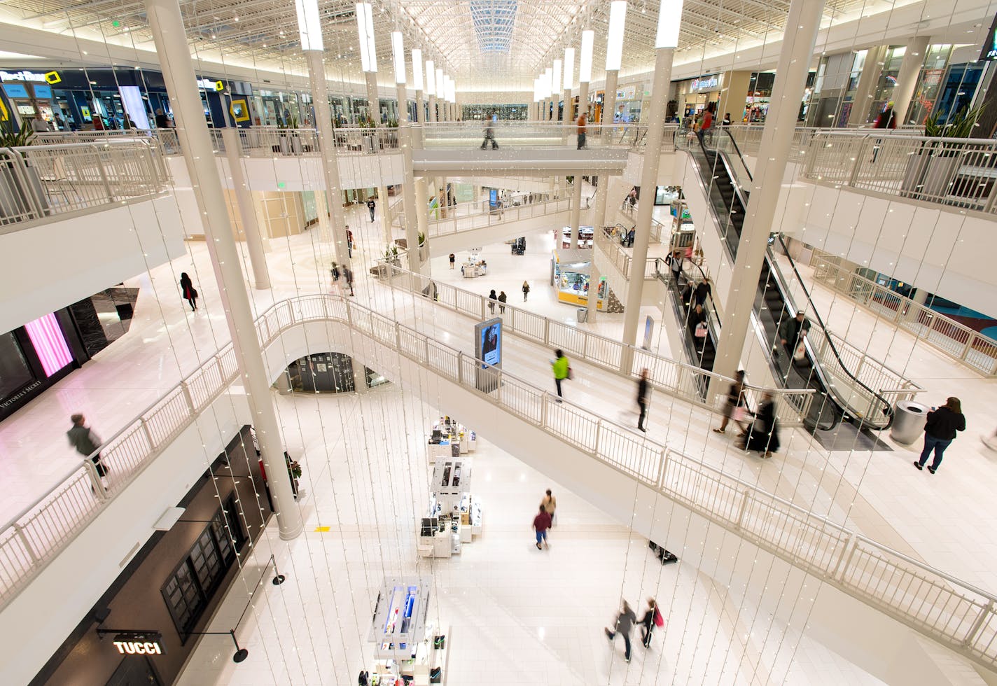 The Mall of America's tired 1990s carpet and tile floors have been replaced by polished porcelain tile.