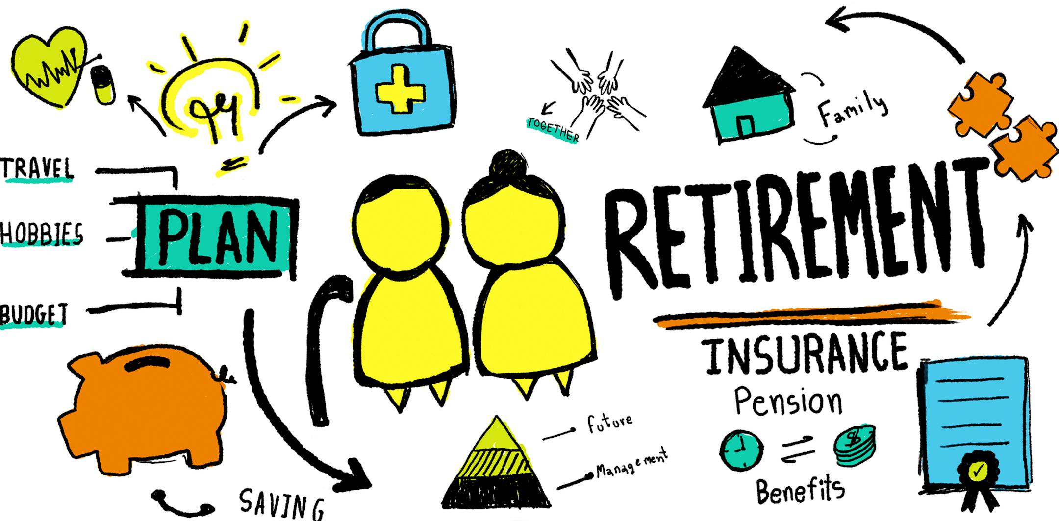 Retirement Insurance Pension Saving Plan Benefits Travel Concept