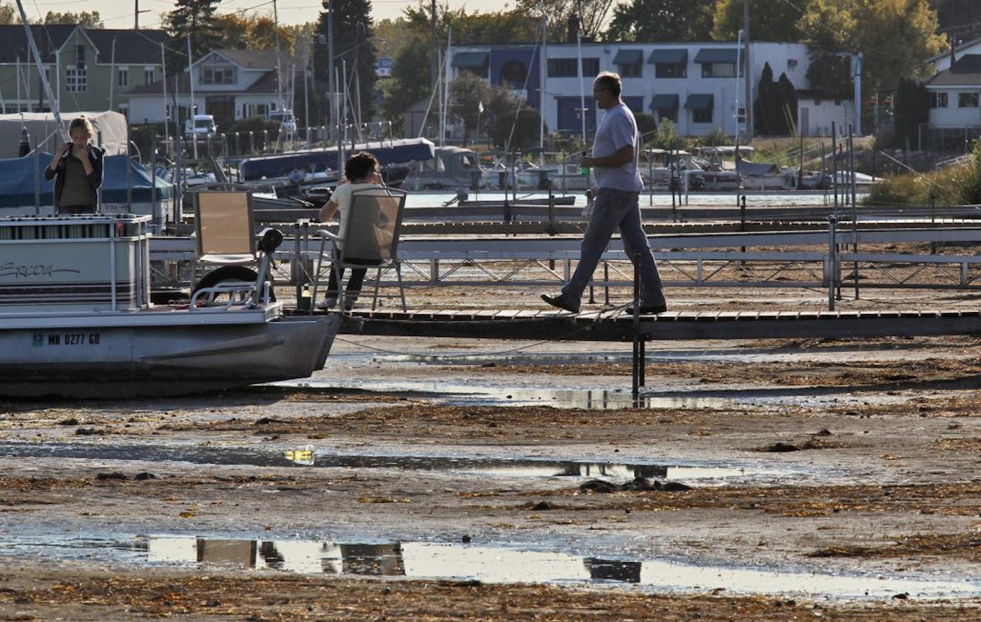 In this 2014 Star Tribune file photo, White Bear Lake plummeted to a record low water level due to a drought and large amount of groundwater pumping.