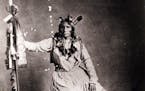 A copy of a photograph of Taoyateduta, also know as "Little Crow," chief of the Mdewakanton Dakota, on display at the Brown County Historical Society.