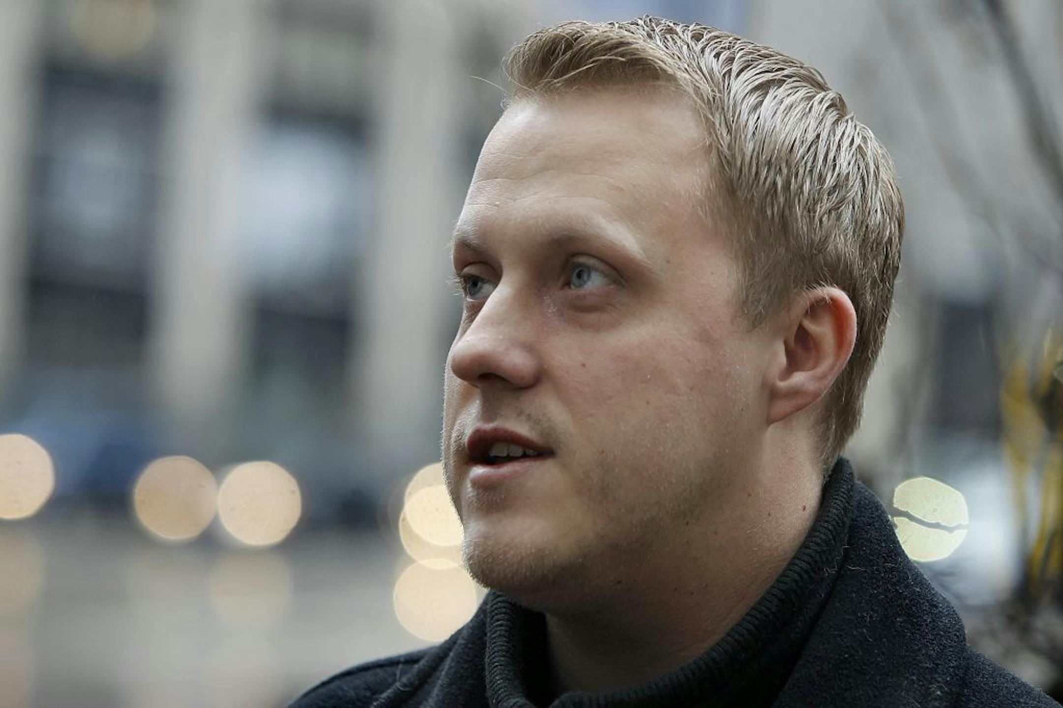 Tim Holmes of Eagan talked about a device he used for about a year that monitored his driving habits and give him insurance discounts for safe habits, Friday, January 11, 2013 in downtown Minneapolis, MN. (ELIZABETH FLORES/STAR TRIBUNE) ELIZABETH FLORES � eflores@startribune.com