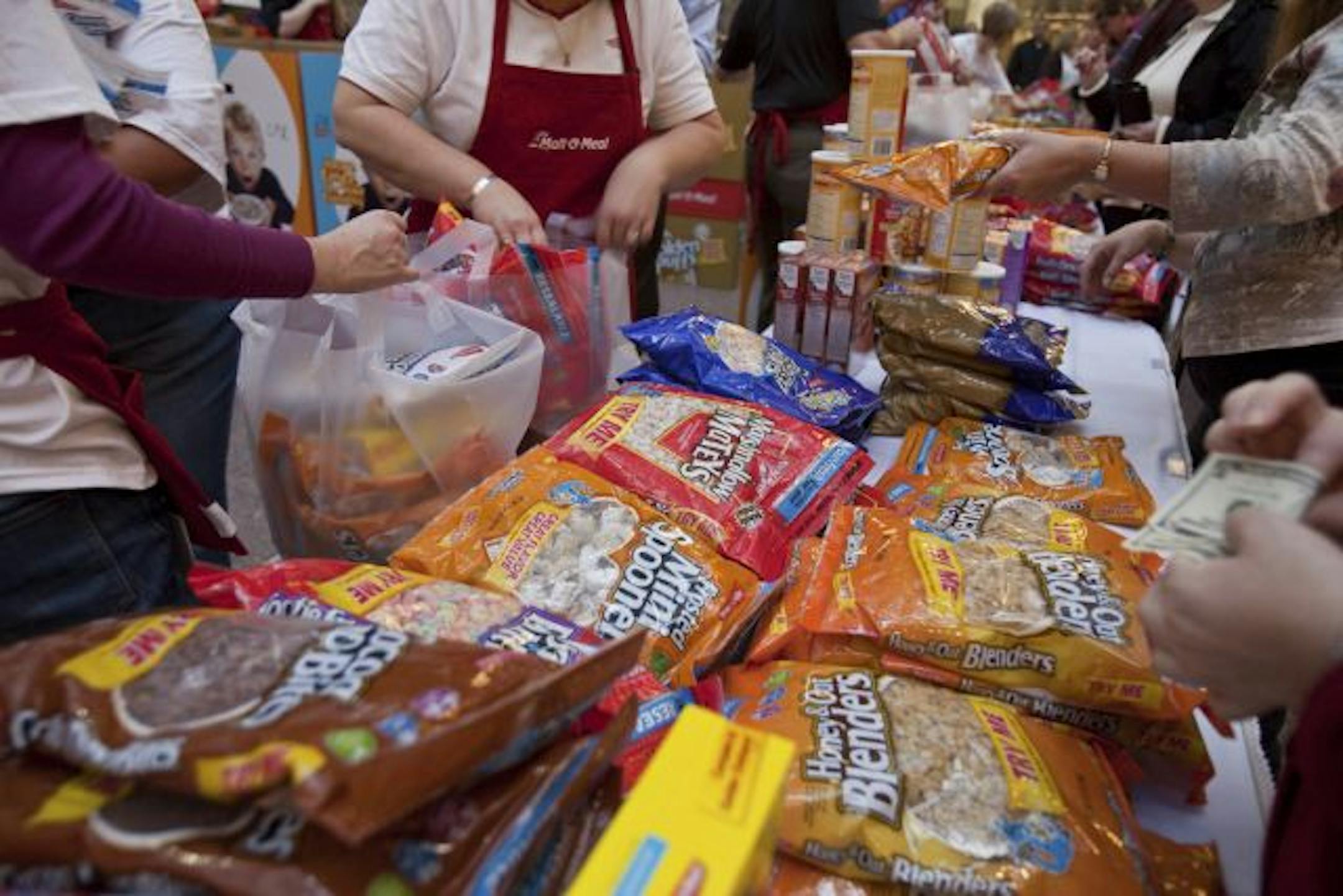 Shoppers snapped up bags of Malt-O-Meal at last year's sale.