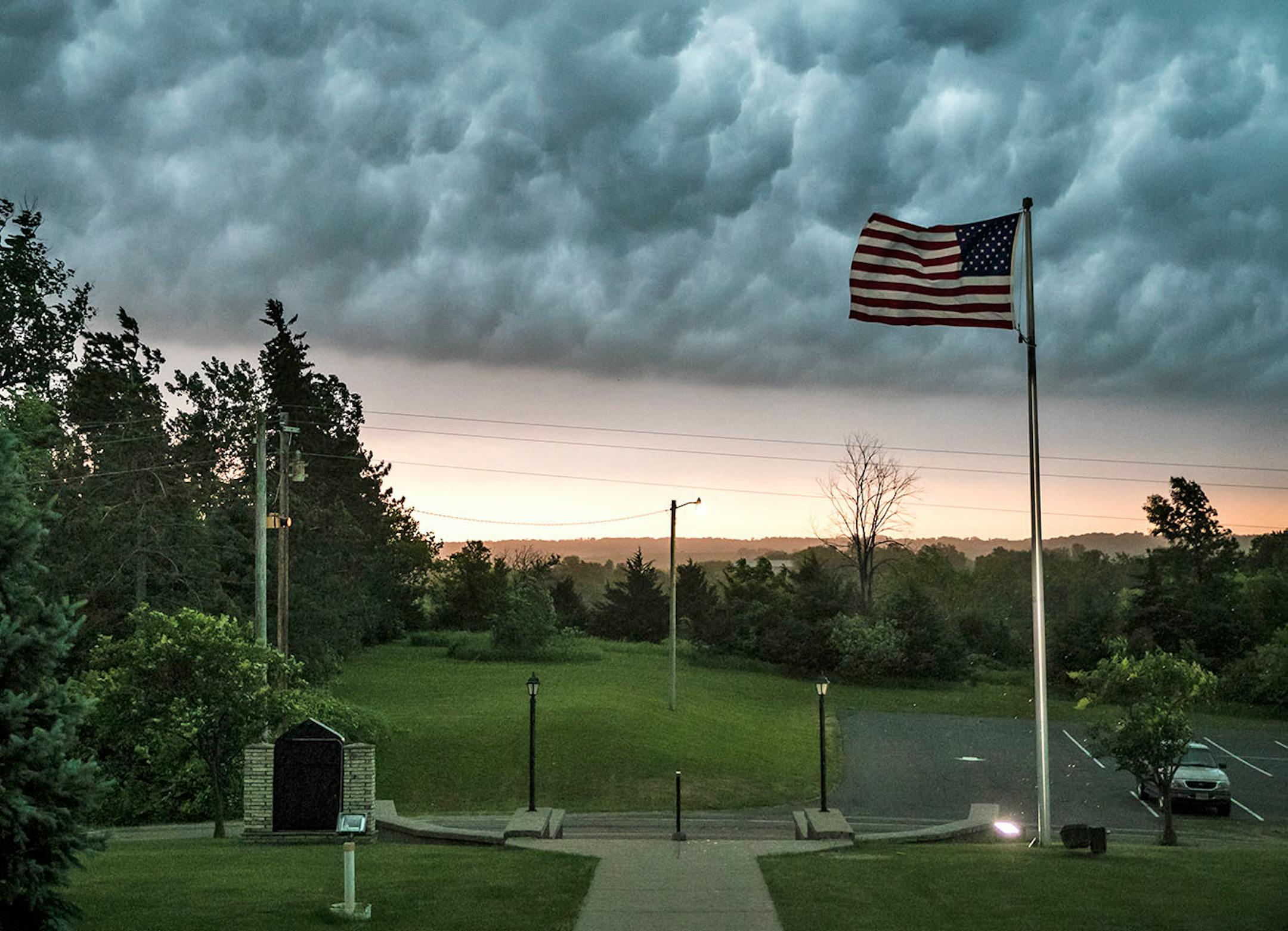 Dark storm clouds and wind came through Vasa, Minn., at Vasa Lutheran Church on Sunday, June 11, 2017.