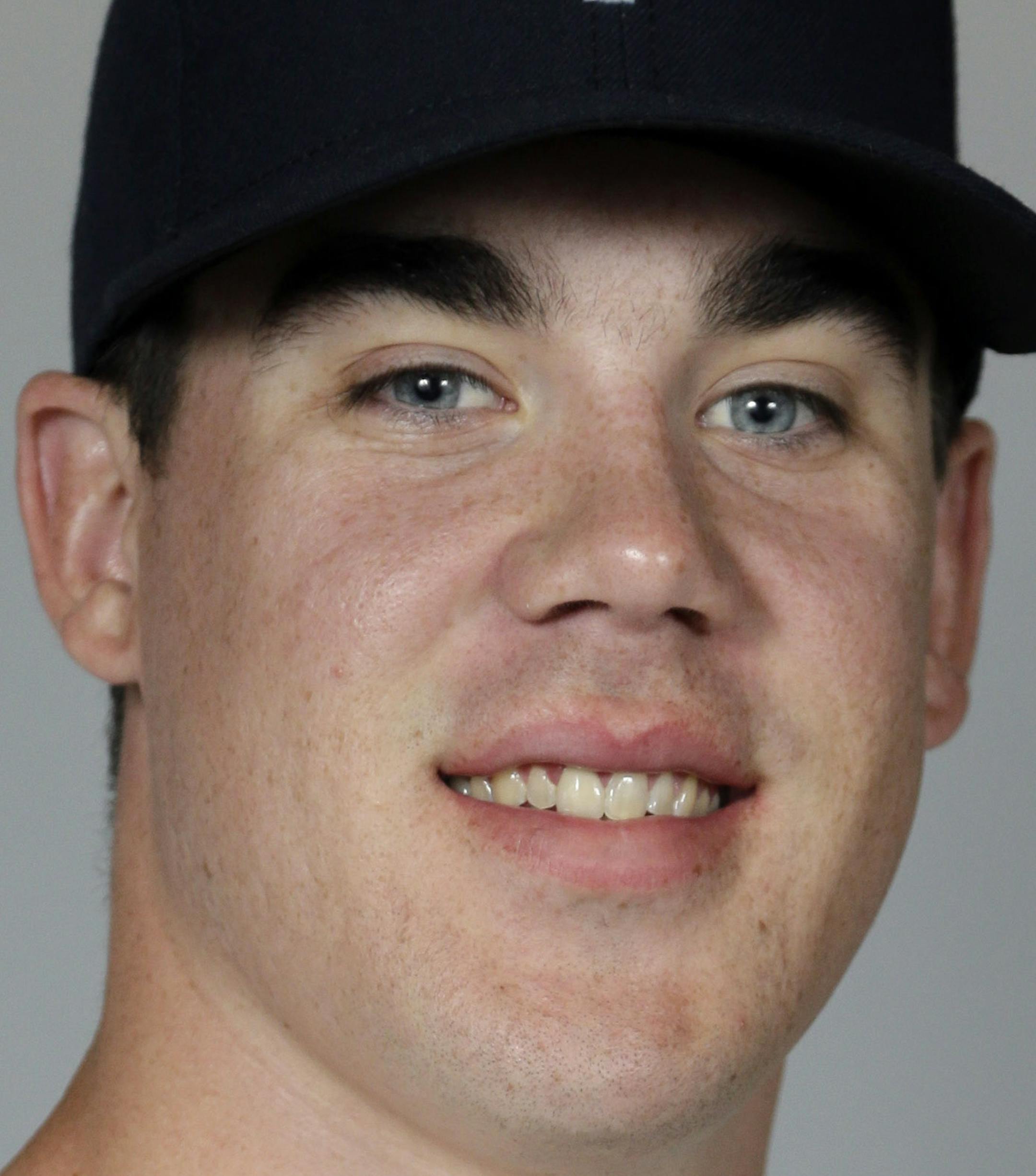 This is a 2014 photo of pitcher Trevor May of the Minnesota Twins baseball team. This image reflects the Twins active roster as of Tuesday, Feb. 25, 2014 when this image was taken. (AP Photo/Steven Senne) ORG XMIT: FLSR1