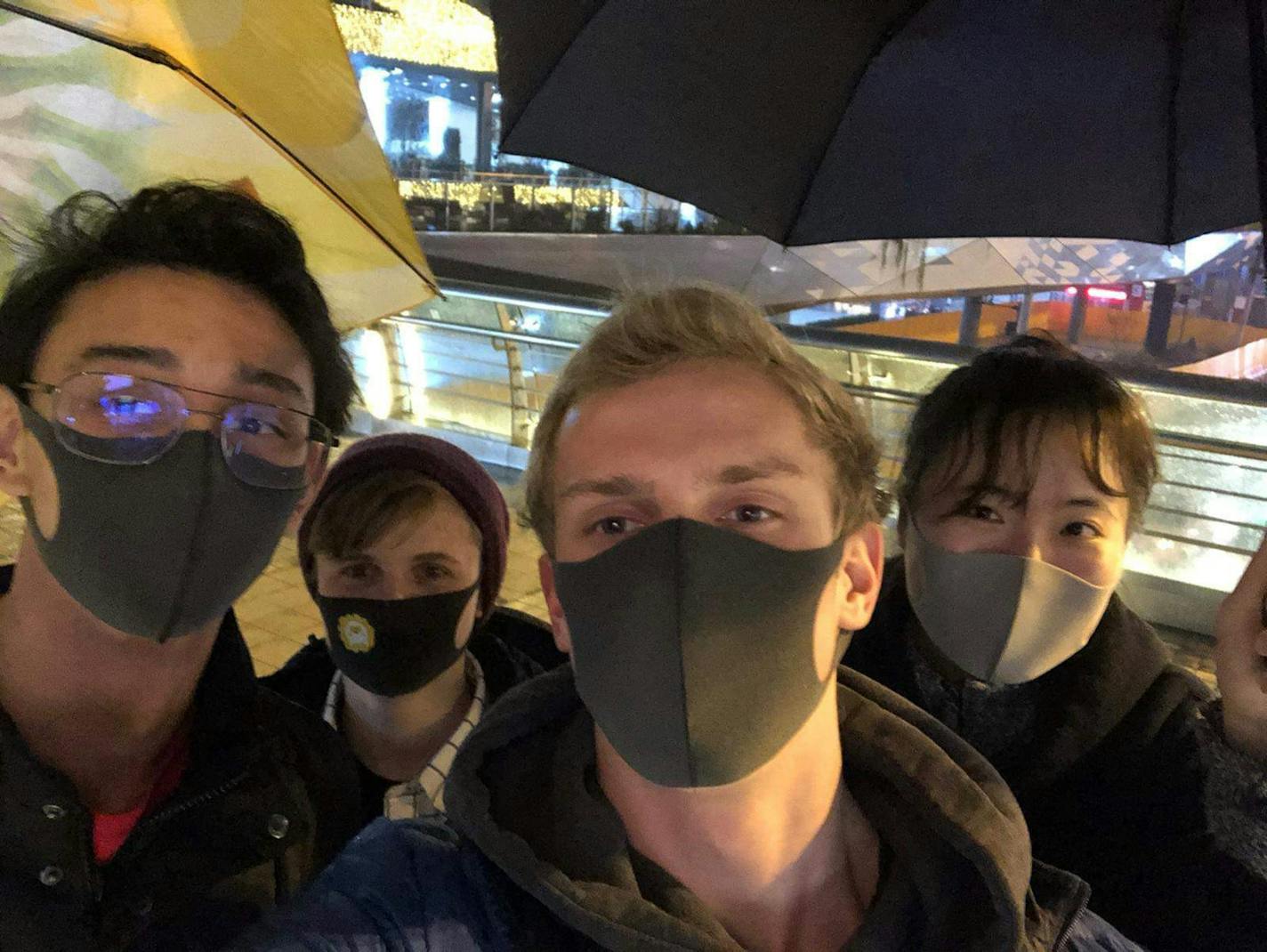 Edina native Lindsay Rubin, 20, (center back) and classmates from Purdue University have worn masks when in public during their study abroad in China to protect against the spreading coronavirus, but have mostly retreated to their rooms in Shanghai as classes have been suspended and tourists sites have been shut down.