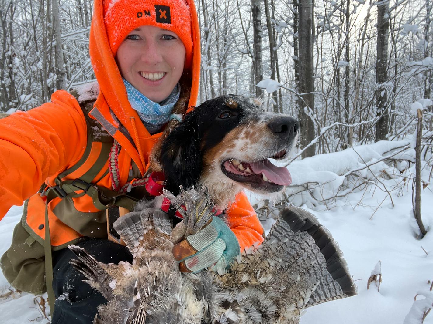 The assistant area wildlife manager in Tow Harbors, Minn., Bailey Petersen, 37, started hunting after being hired by the DNR in 2009. Now she and her husband, AJ, own four hunting dogs, three English setters and a Munsterlander. ] Provided by Bailey Petersen