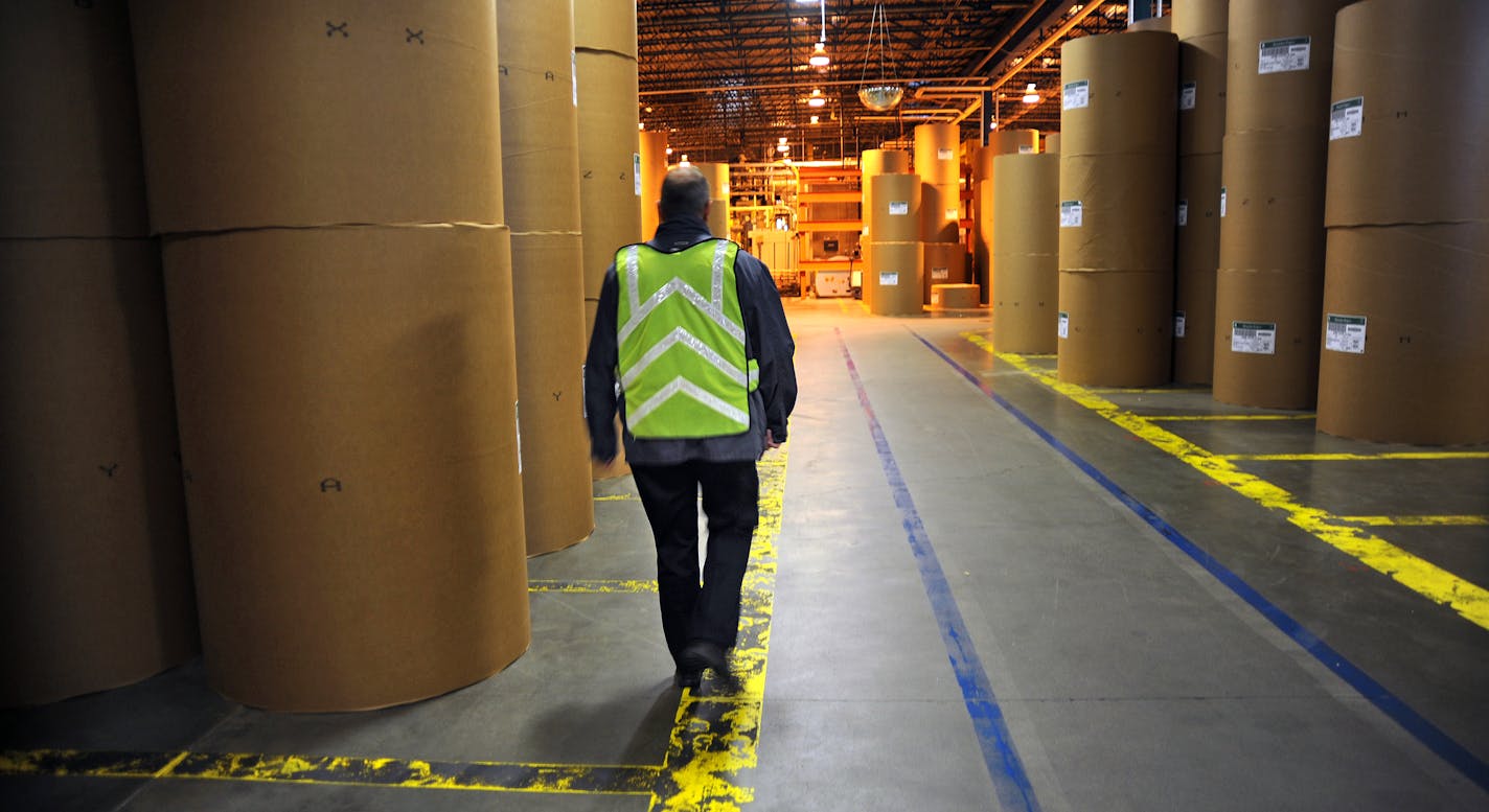 Sappi Fine Paper in Cloquet and UPM Blandin Paper Mill in Grand Rapids are both mills under pressure with the decline and dim hopes for the future of the paper industry, and the resultant decline of logging. Finished paper in rolls at the UPM Blandin Paper Mill in Grand Rapids ..] Richard.Sennott@startribune.com Richard Sennott/Star Tribune. , Grand Rapids Minn. Wednesday 10/03/12) ** (cq)