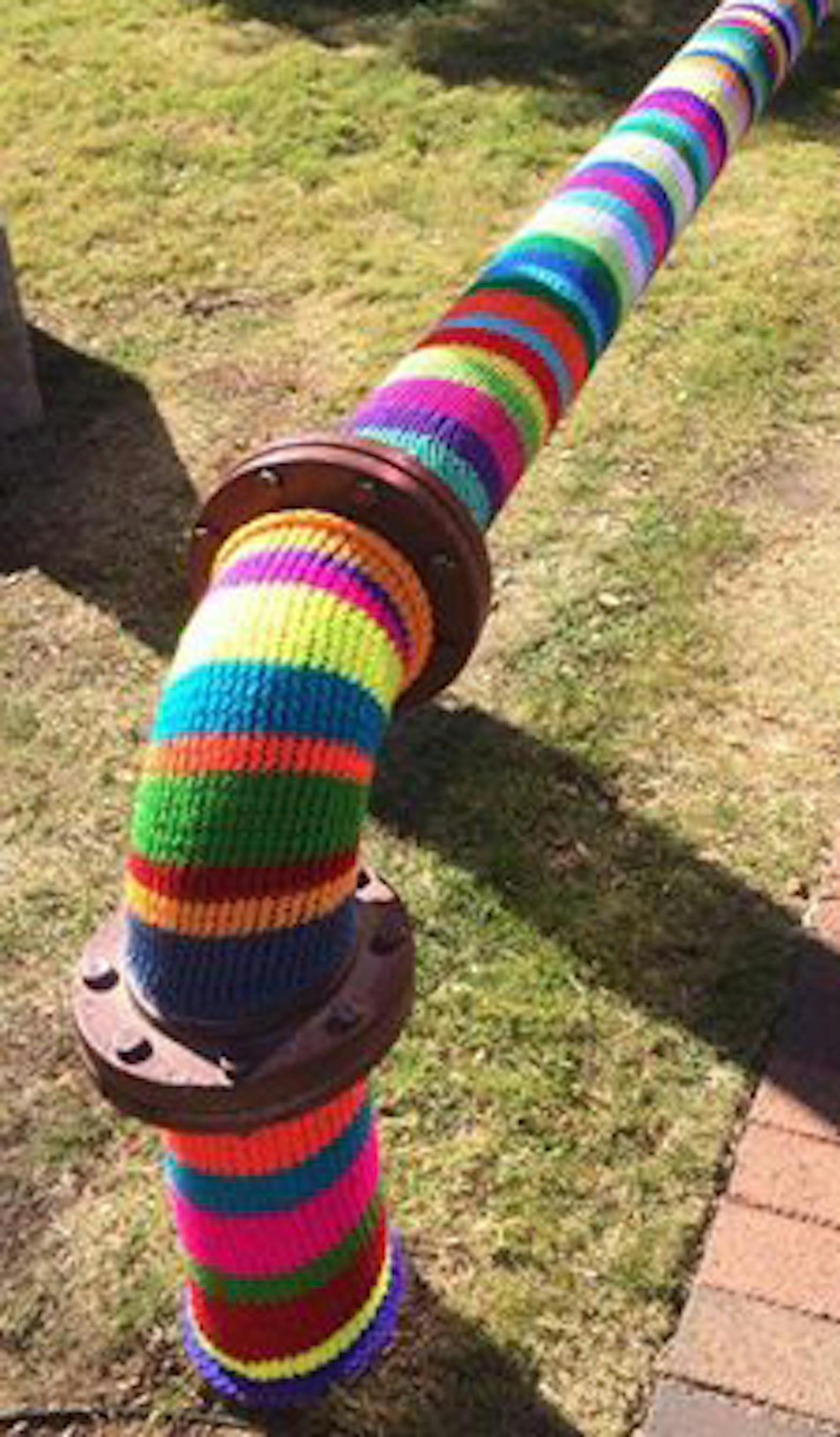 yarn bombing in the pearl area of san antonio. photo by kristin?