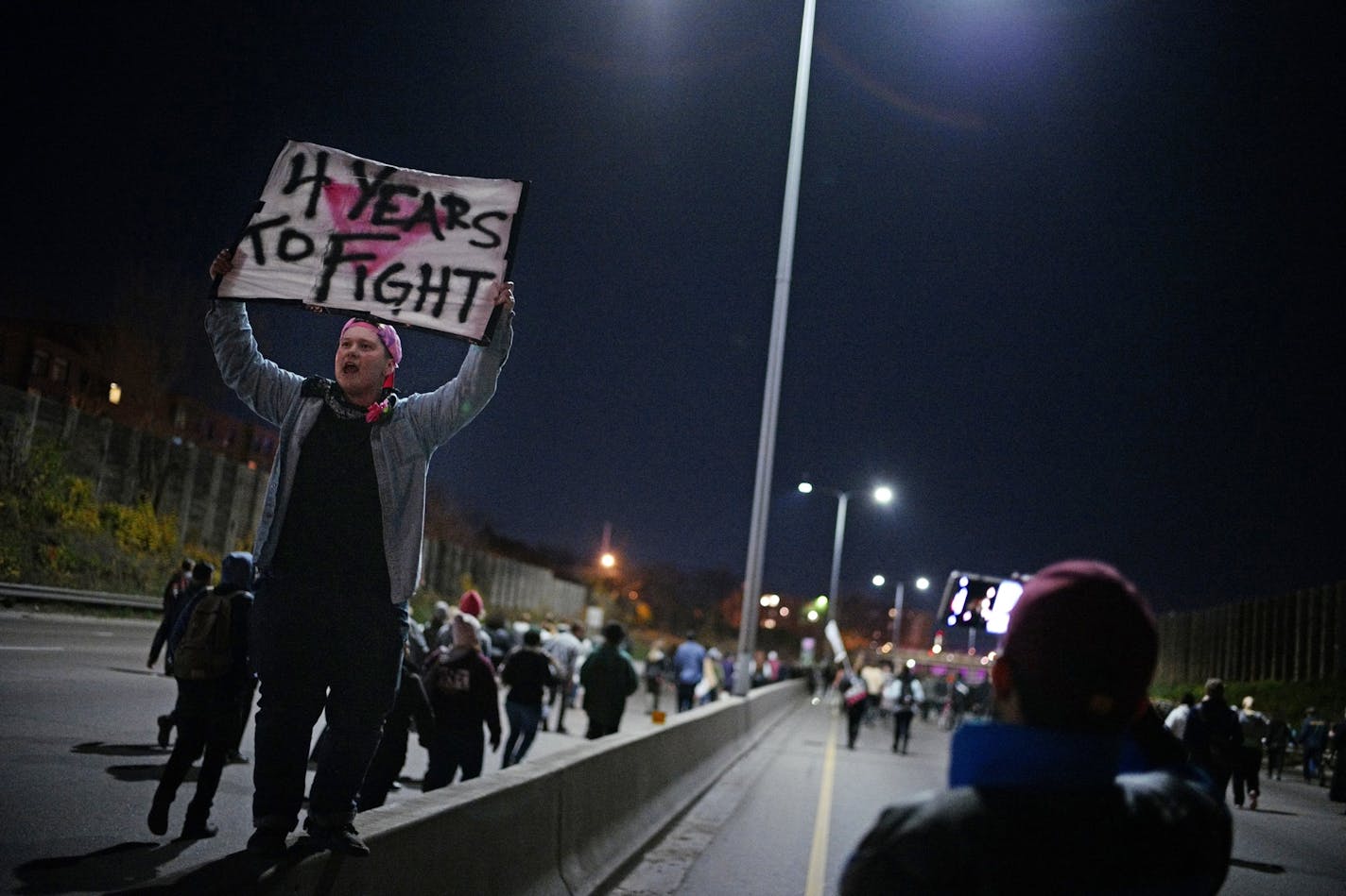 Protesters took to Hwy 94 to protest the election of Donald Trump.They cited racism amongst the issues on which they disagreed with him vehemently.