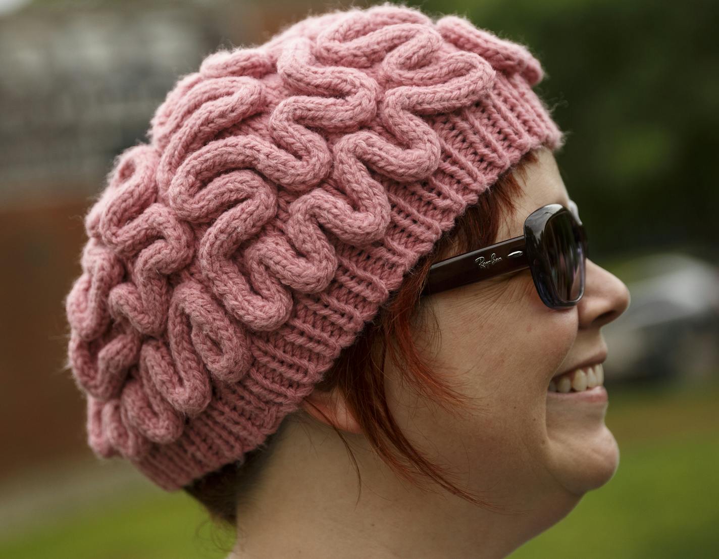 Anne Herdman Royal wears a brain hat during the March for Science on Saturday, April 22, 2017, in Chattanooga, Tenn. About a thousand demonstrators marched from the Main Terrain Art Park to Riverfront Parkway and back in support of science and education in solidarity with other marches nationwide. (Doug Strickland/Chattanooga Times Free Press via AP)